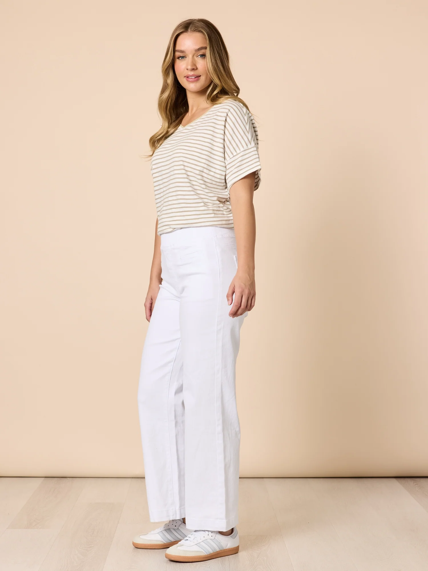 Maddy High Rise Wide Leg Jean - White