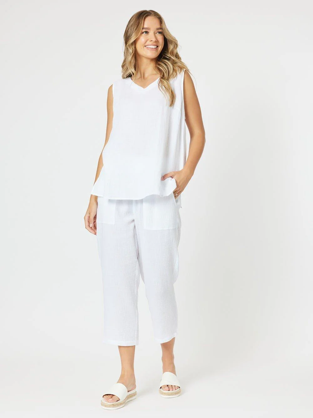 Byron Cotton Tank Top - White