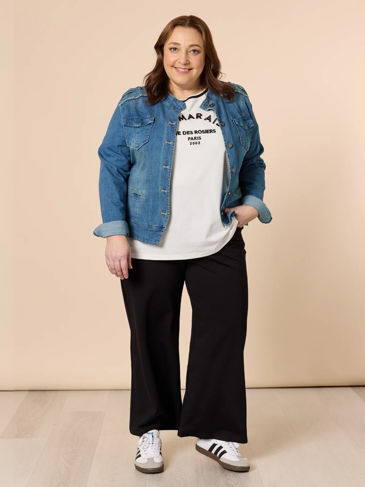 Military Style Denim Jacket - Denim