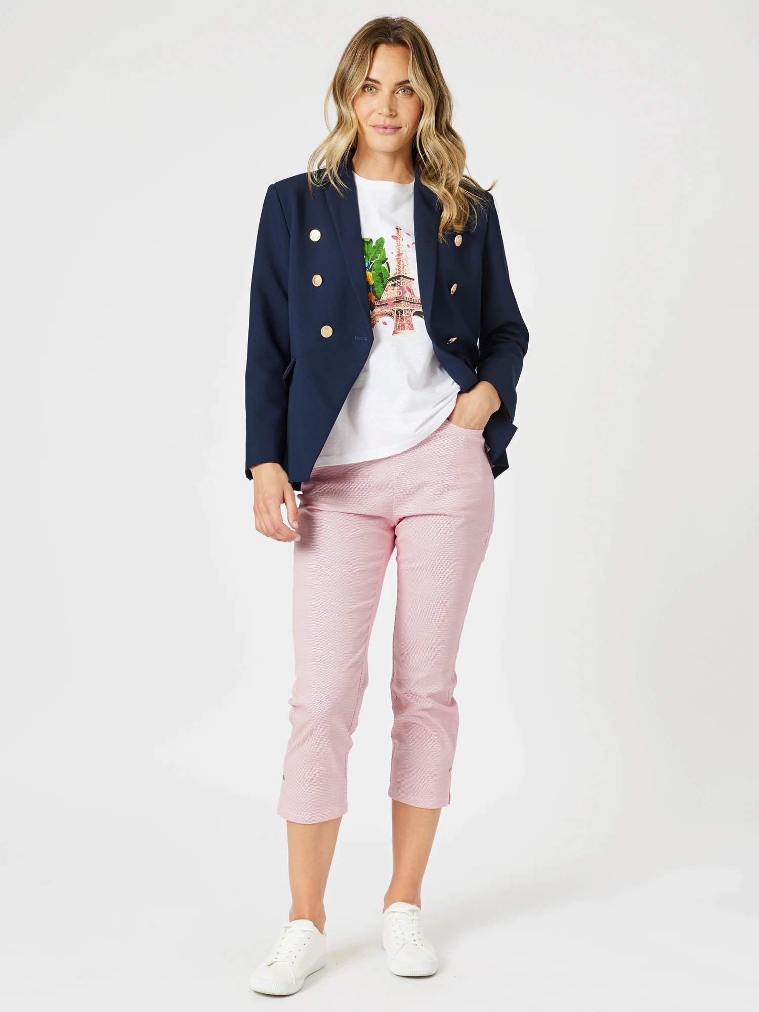 Taylor Print Slim Leg Pant  - Red/White