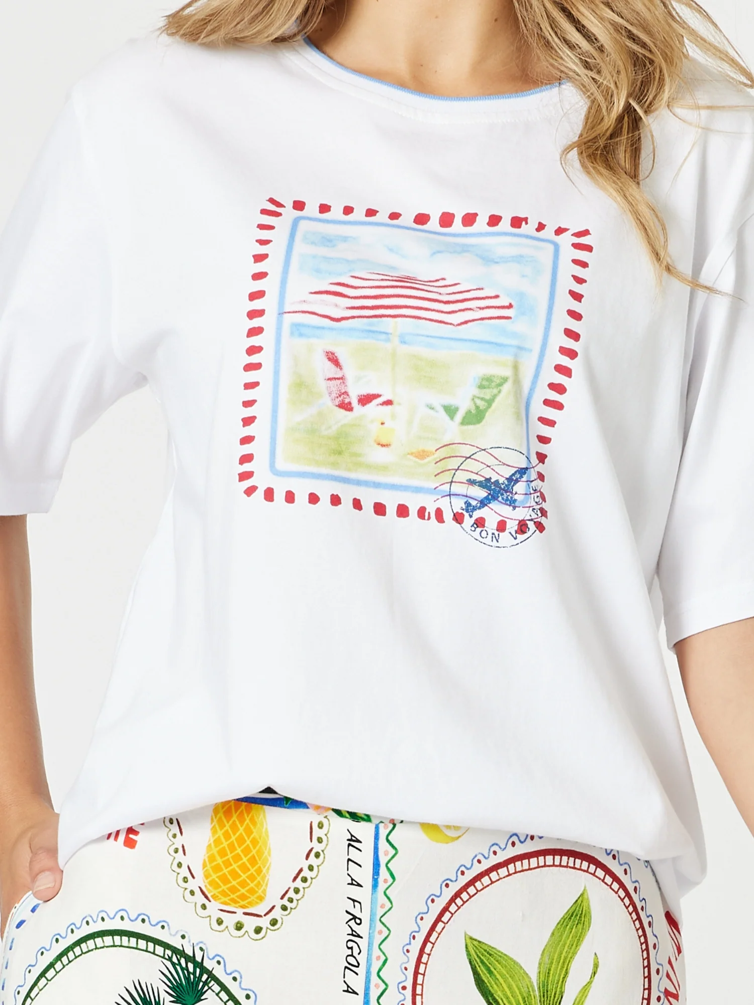 Amalfi Print Tee - White