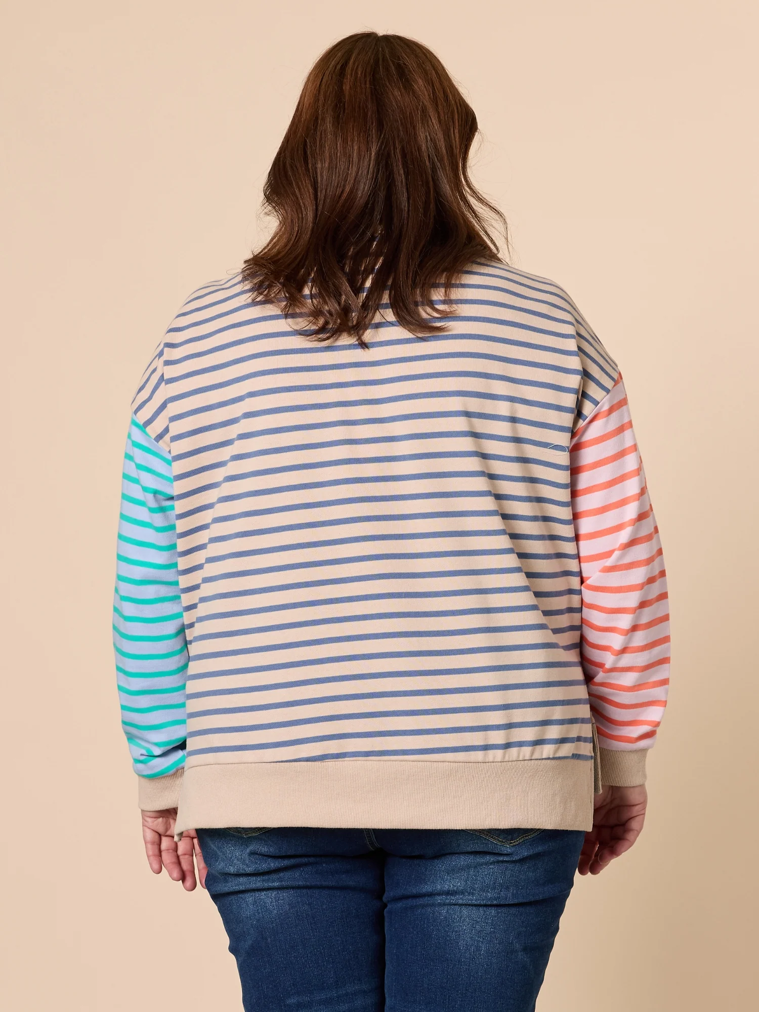Maxwell Stripe Print Sweat - Blue/Multi