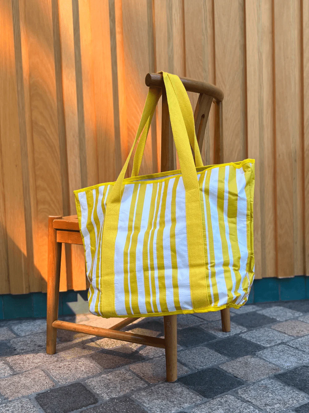 Sabbia Beach Bag Large - Yellow Stripe