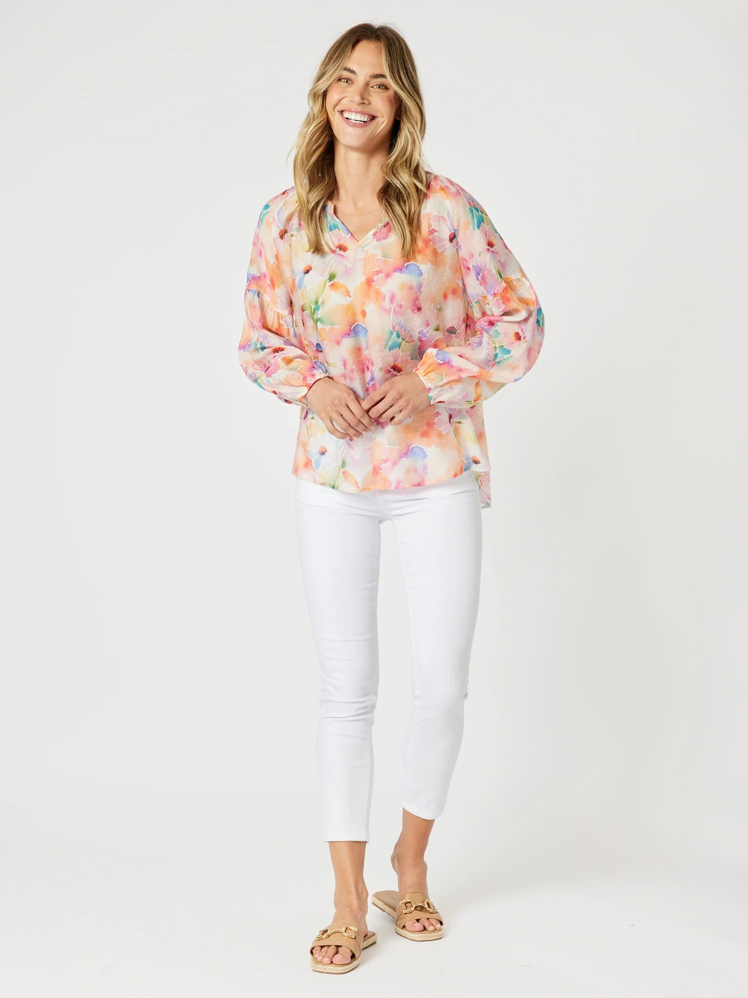 Spring Floral Print Blouse - Multi