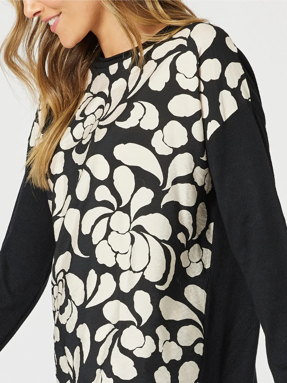 Casablanca Floral Print Knit - Black/Chalk