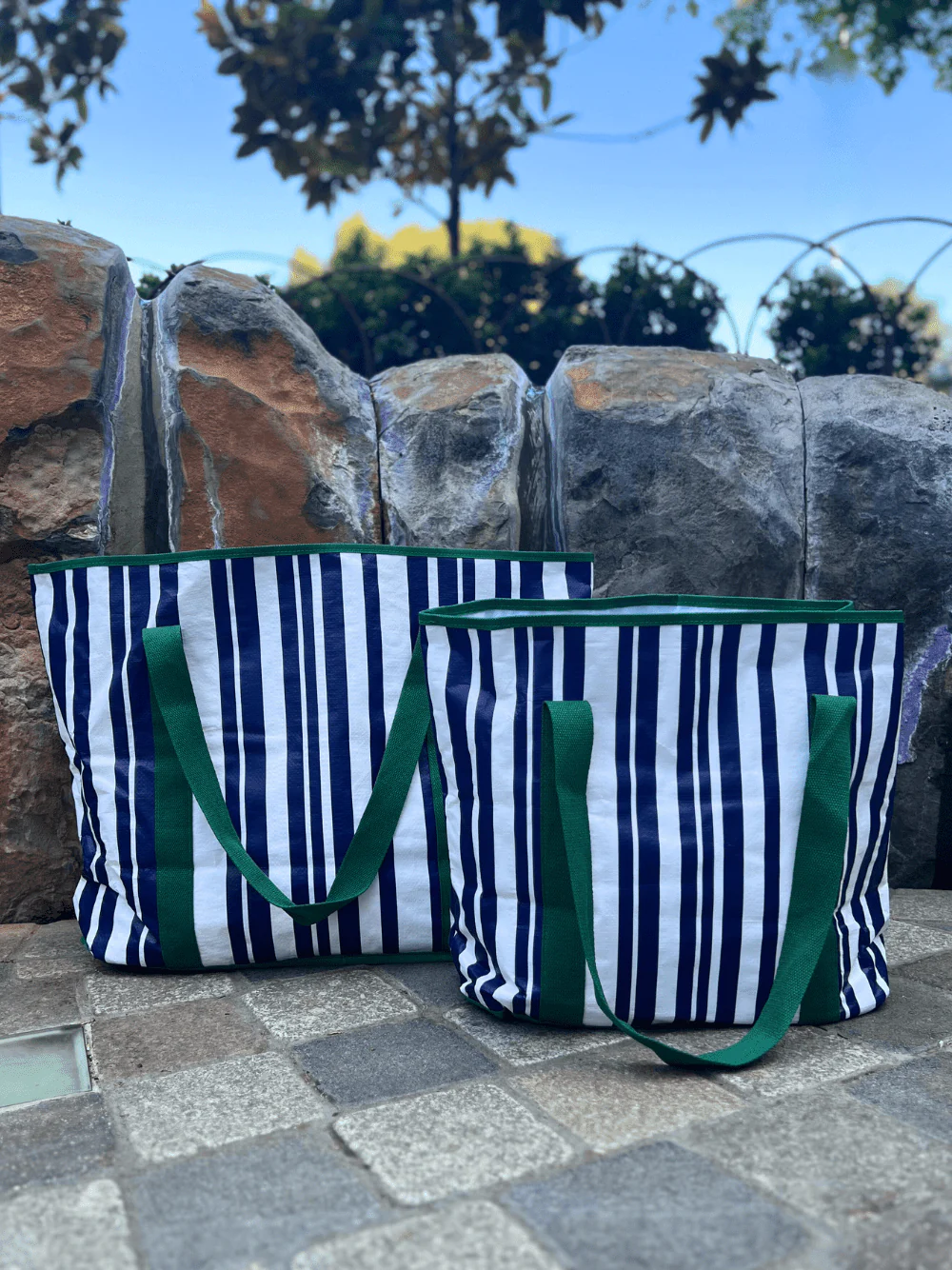 Sabbia Beach Bag Small - Green Stripe