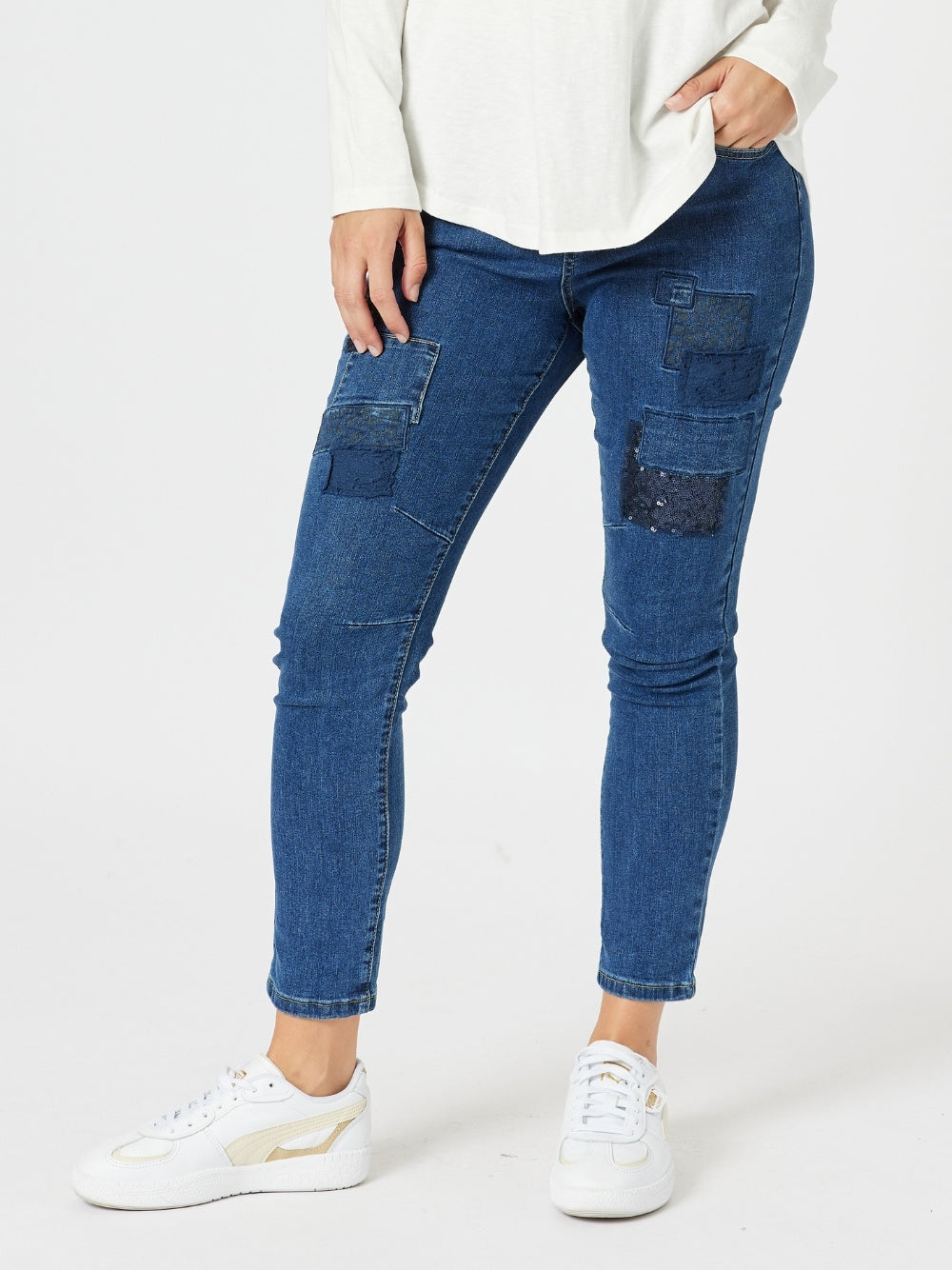 All That Jazz Applique Jean - Dark Denim