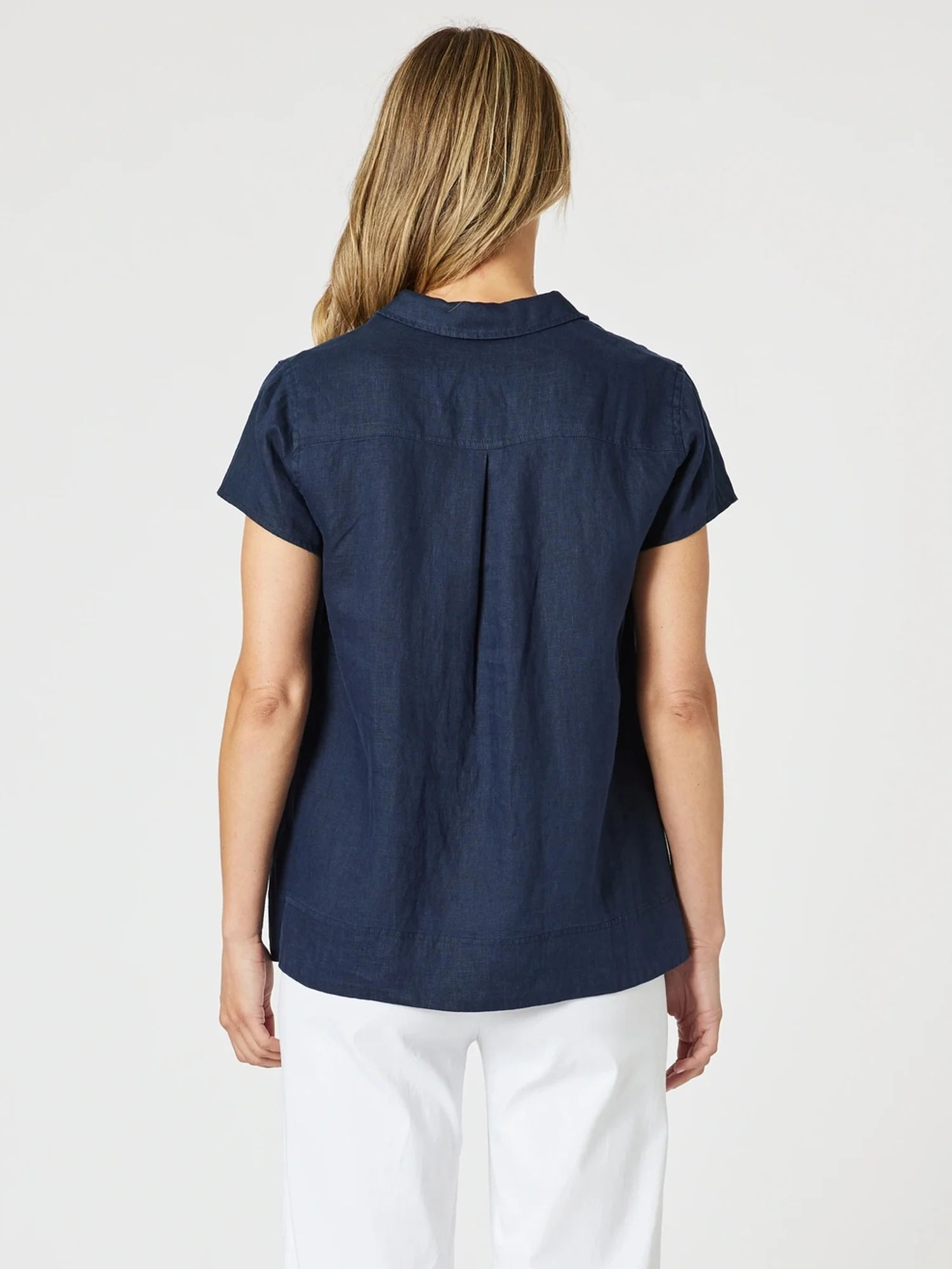 Beau Lino V Neck Top - Navy