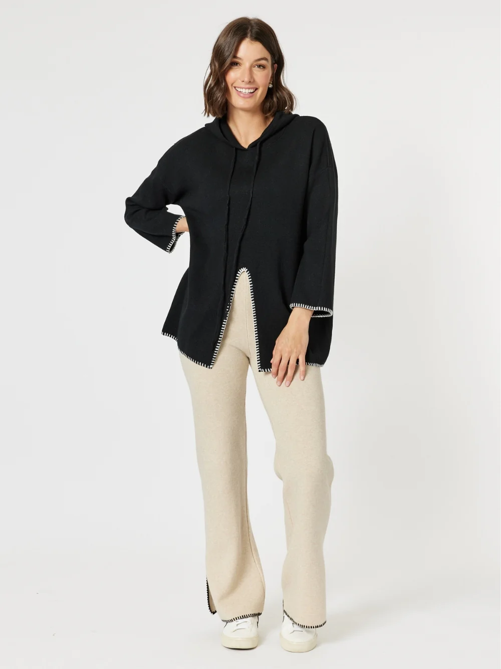 Cosy Split Hem Pant - Natural