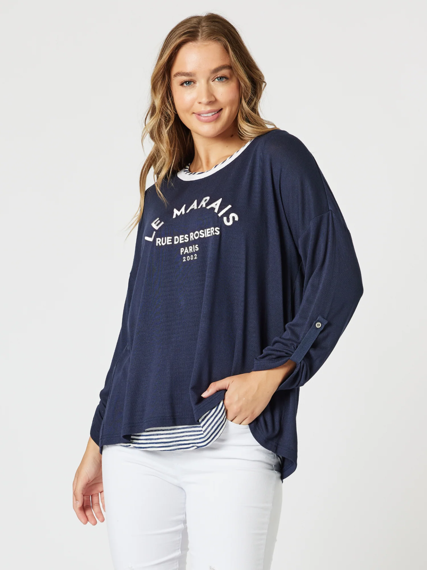 Le Marais 2 in 1 Top - Navy/White