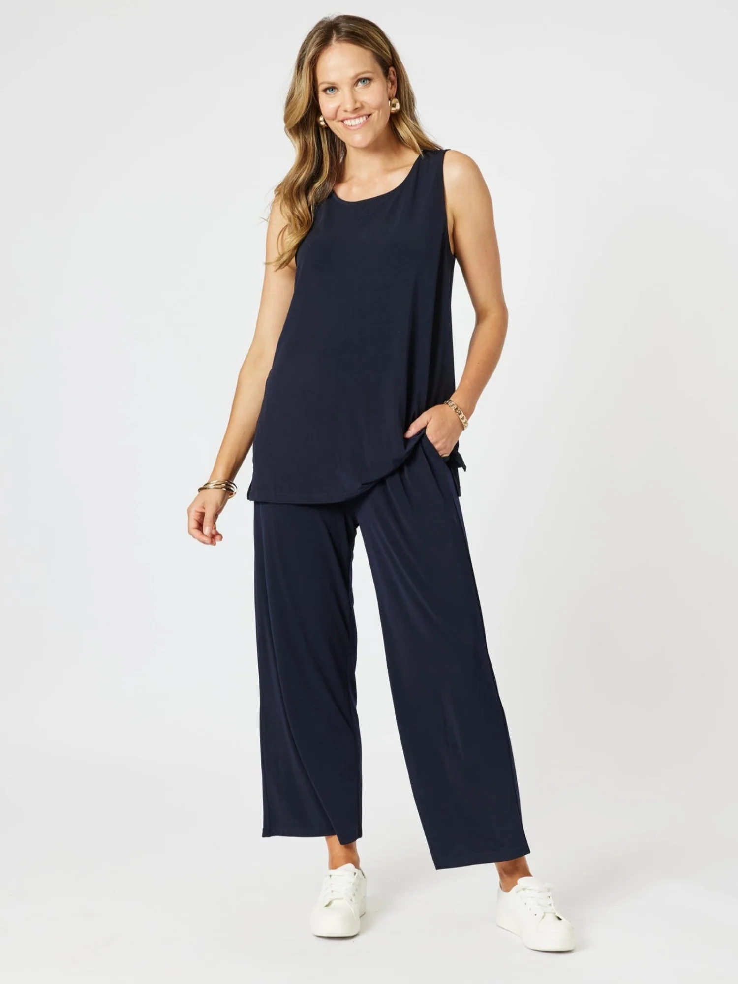 Basic Travel Jersey Tank - Navy