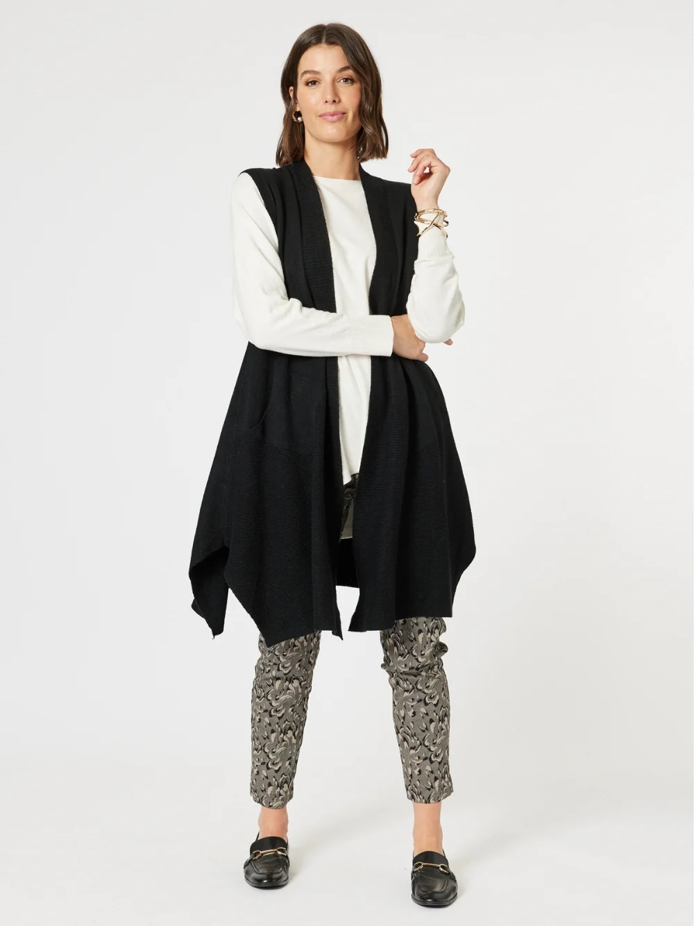 Casa Longline Knit Vest - Black