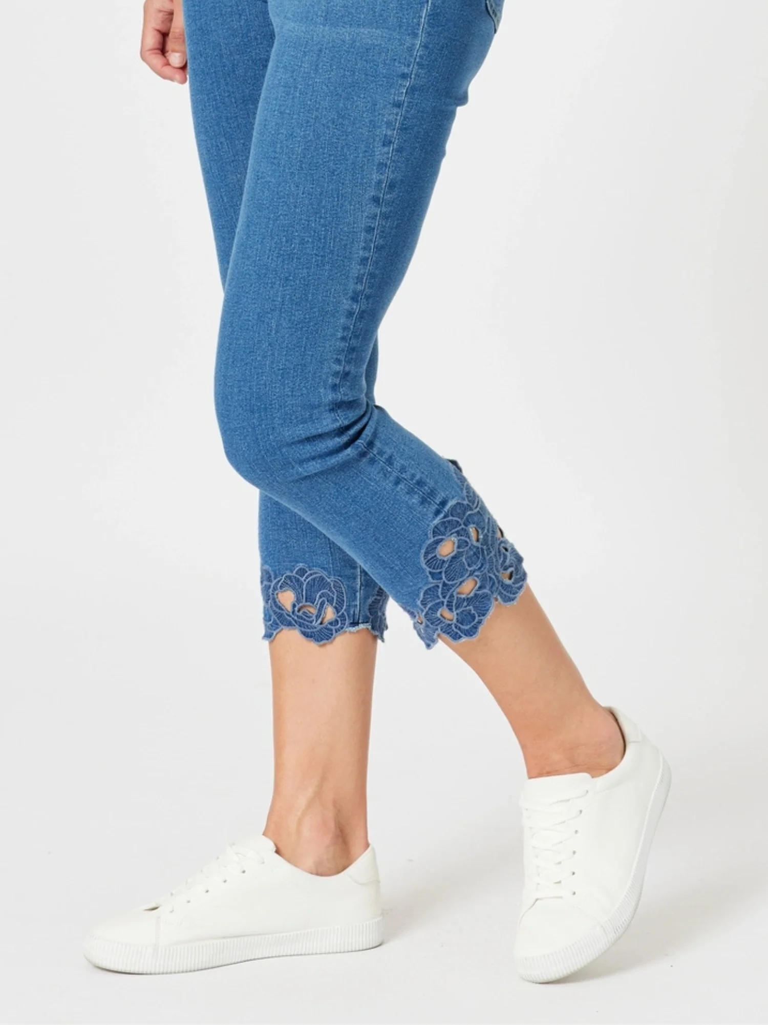 Isla Embroidered Straight Leg Jean - Denim