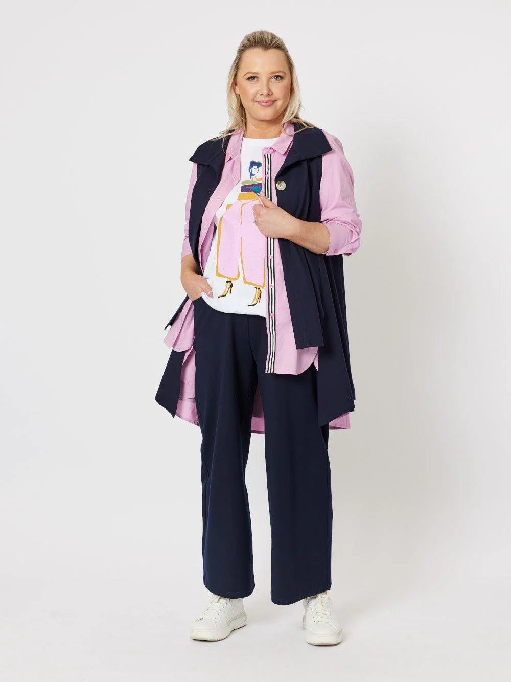 Kimmy Ponte Vest - Navy