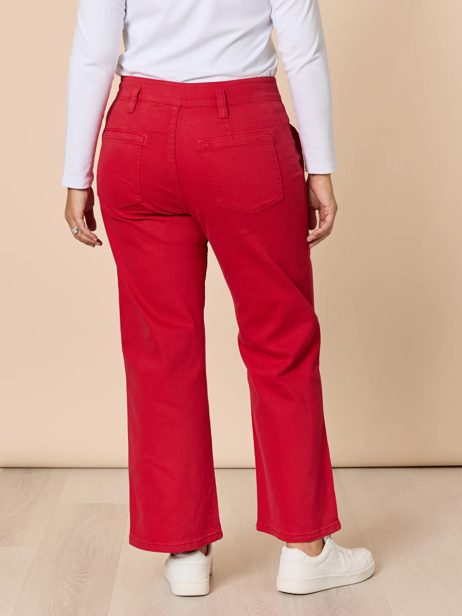 Hudson High Rise Wide Leg Jean - Red