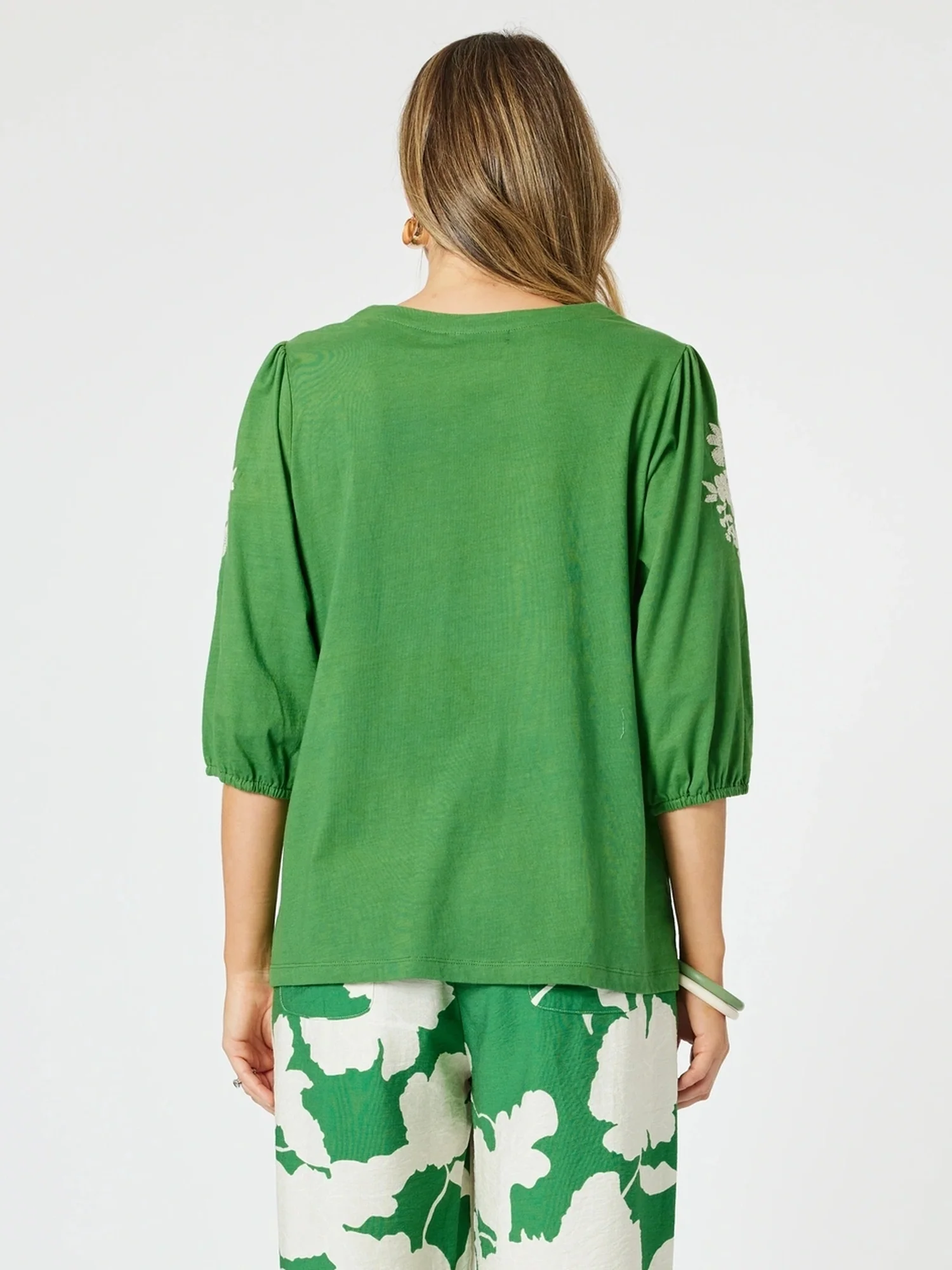 Jill Floral Embroidered Tee - Elm Multi