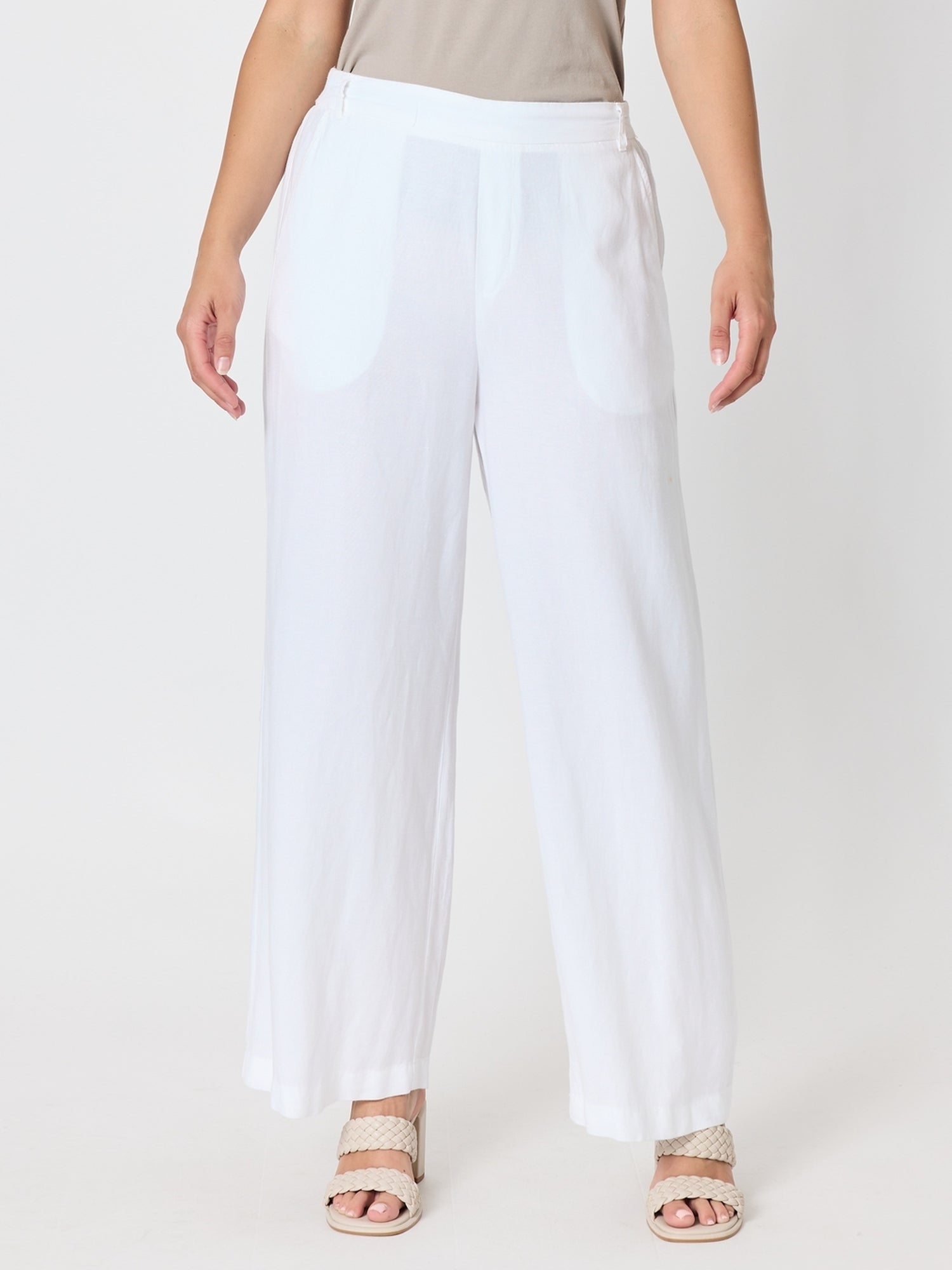 Lino Wide Leg Pant - White