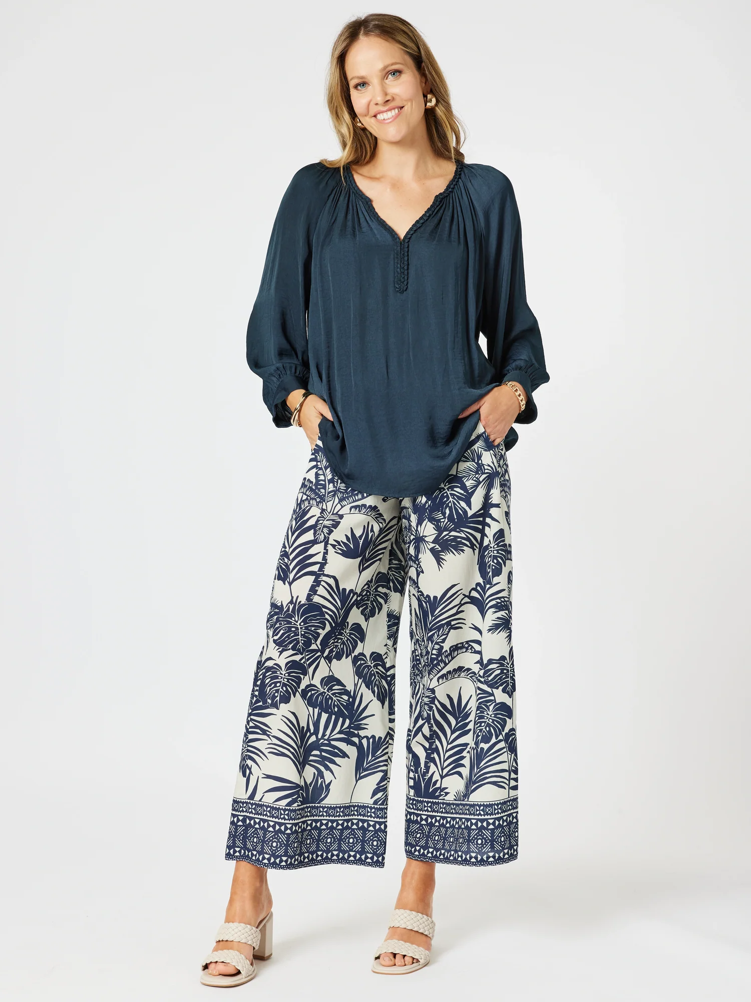 Lux Plait Top - Navy