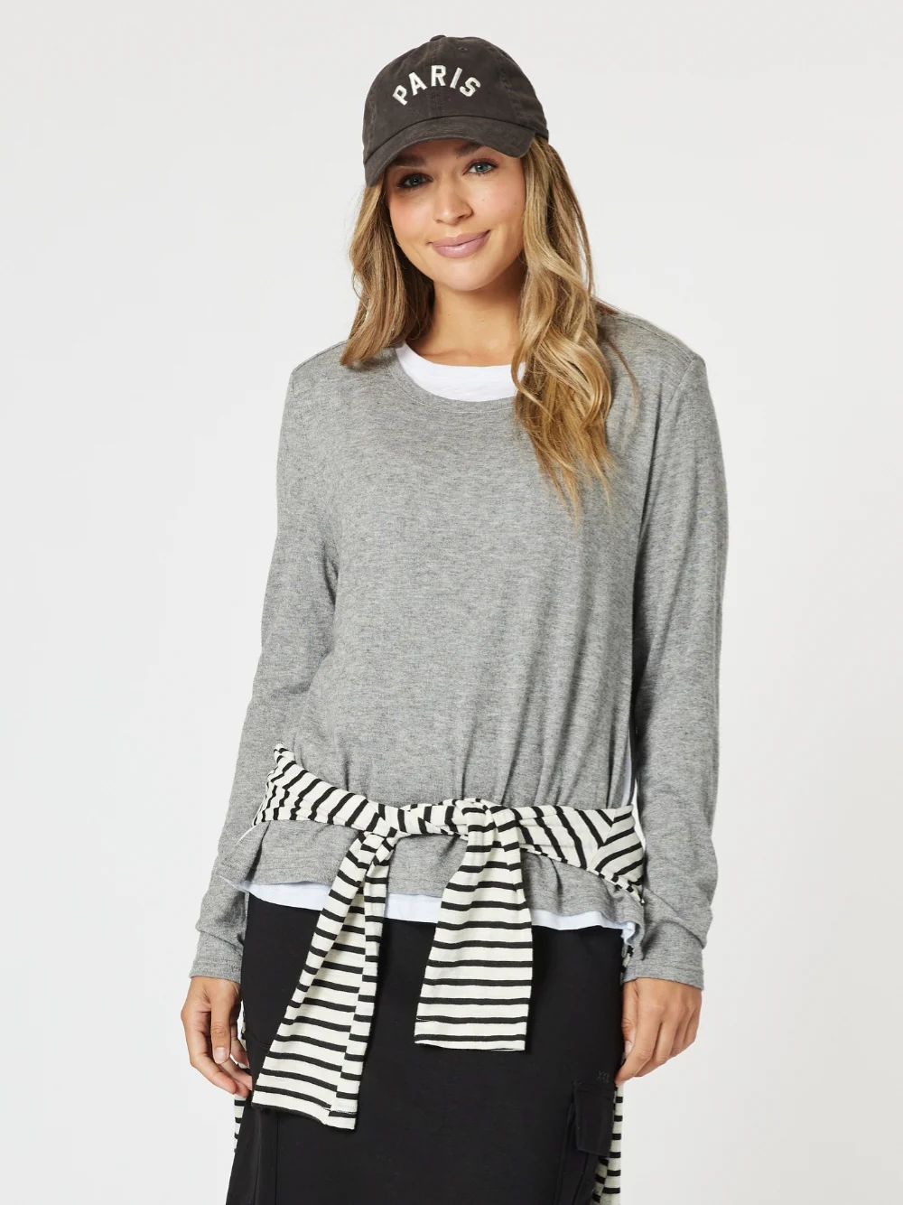 Alice 2 in 1 Knit Top - Charcoal