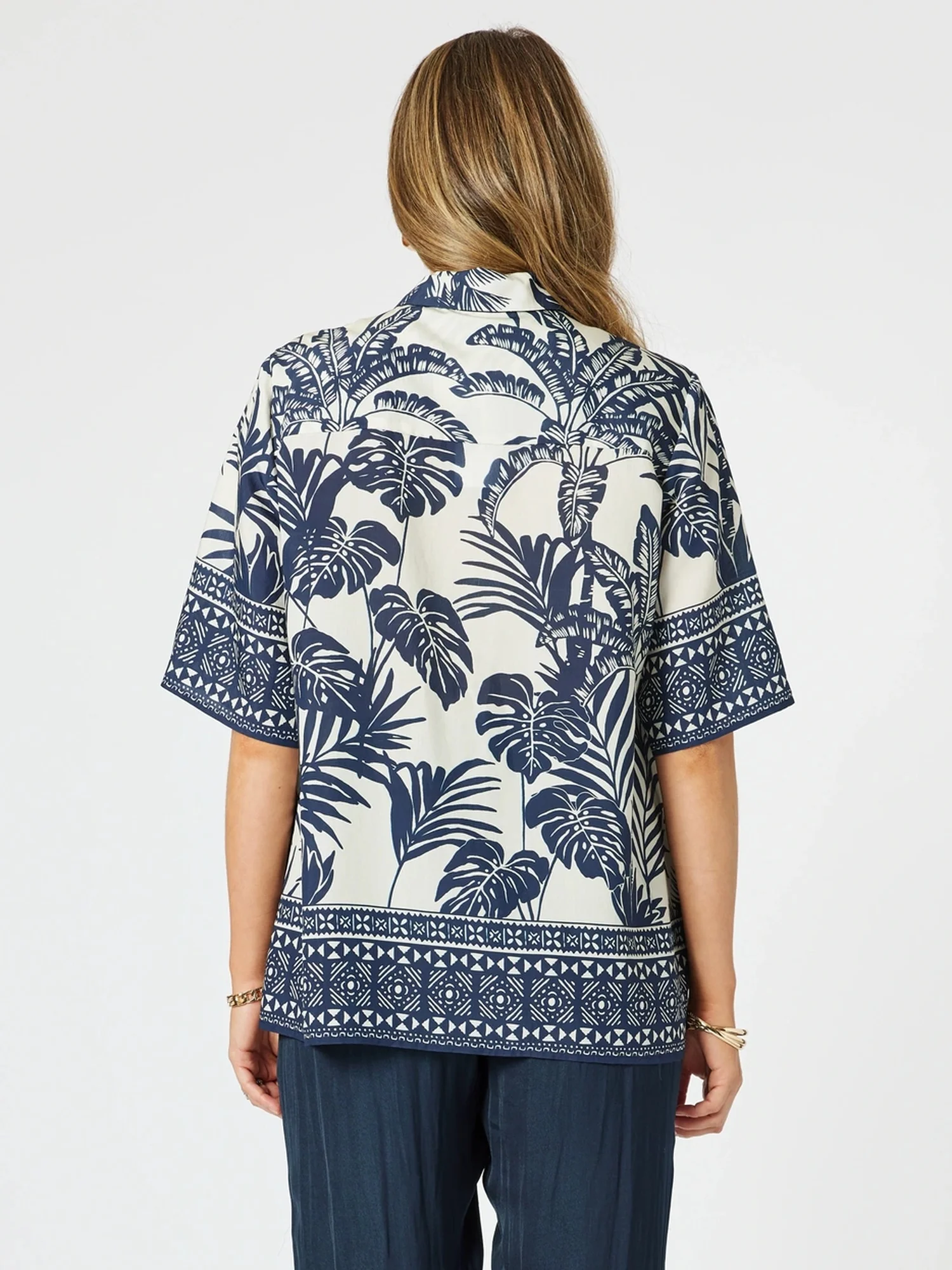Palm Cove Print Shirt - Navy Multi