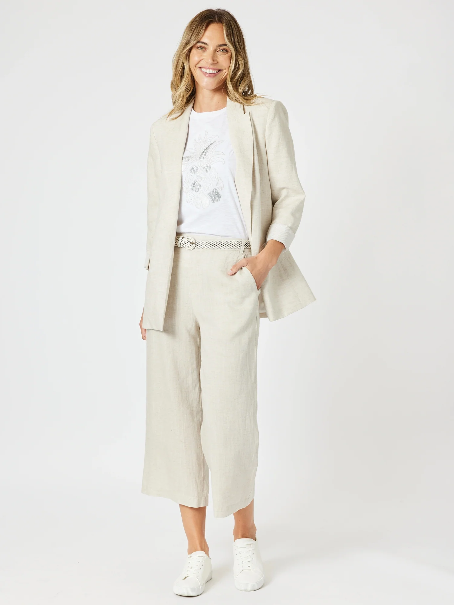 Lino Wide Leg Pant - Natural