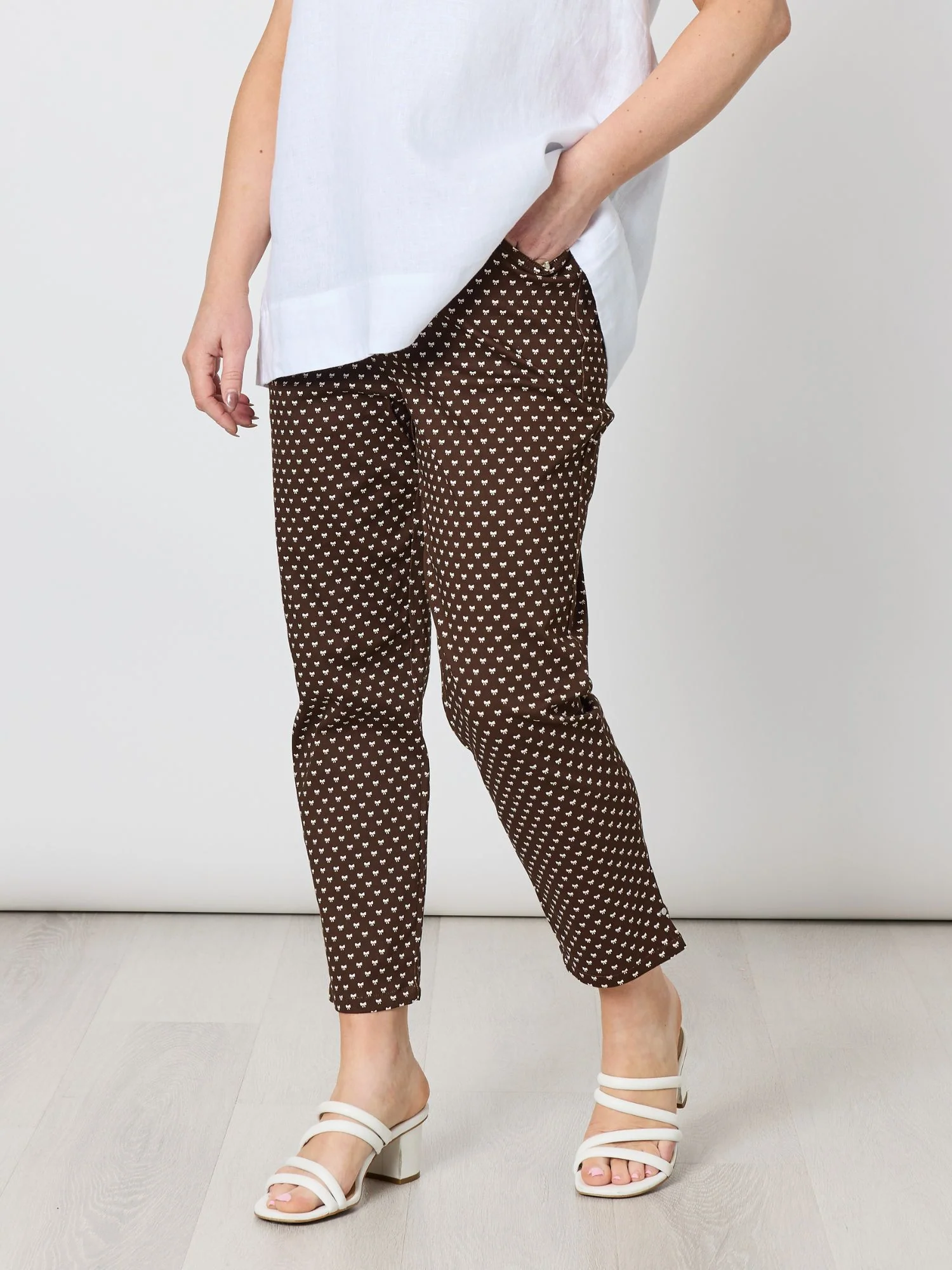 Small Bow Print Pant - Koko White
