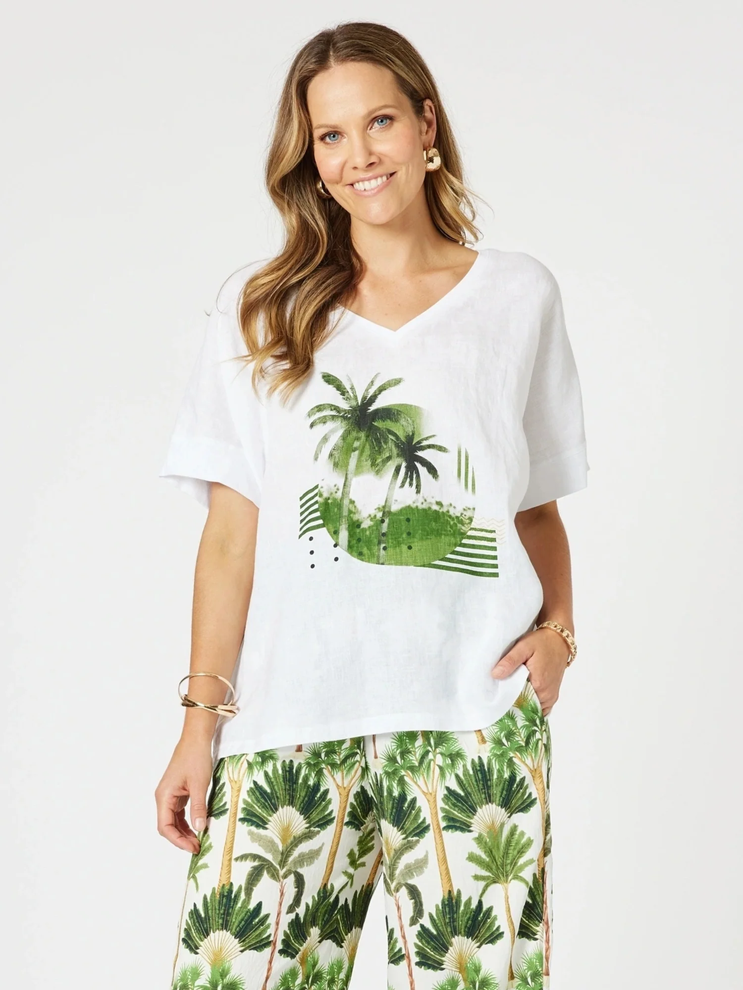 Amazon Rainforest Print Top - White