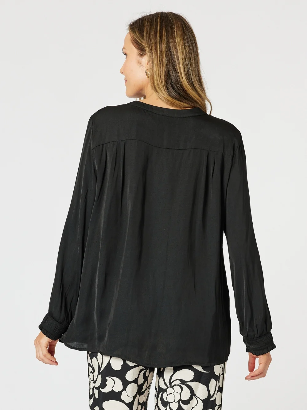 Vienna Luxe Nehru Top - Black