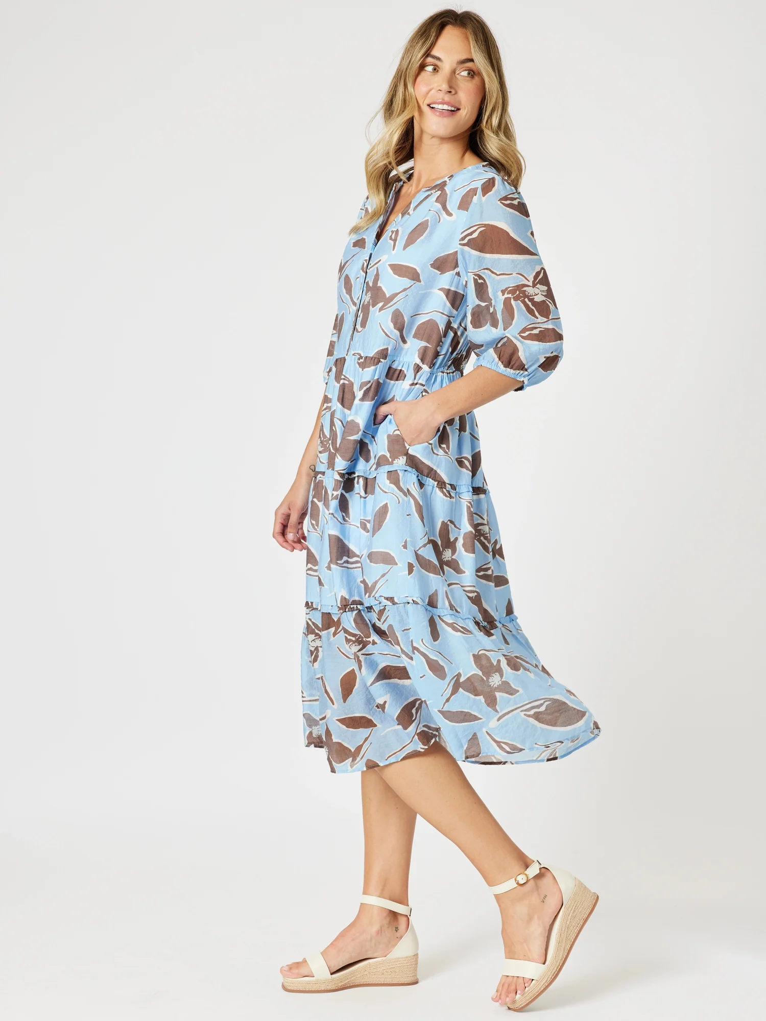 Kensington Floral Print Dress - Blue Koko