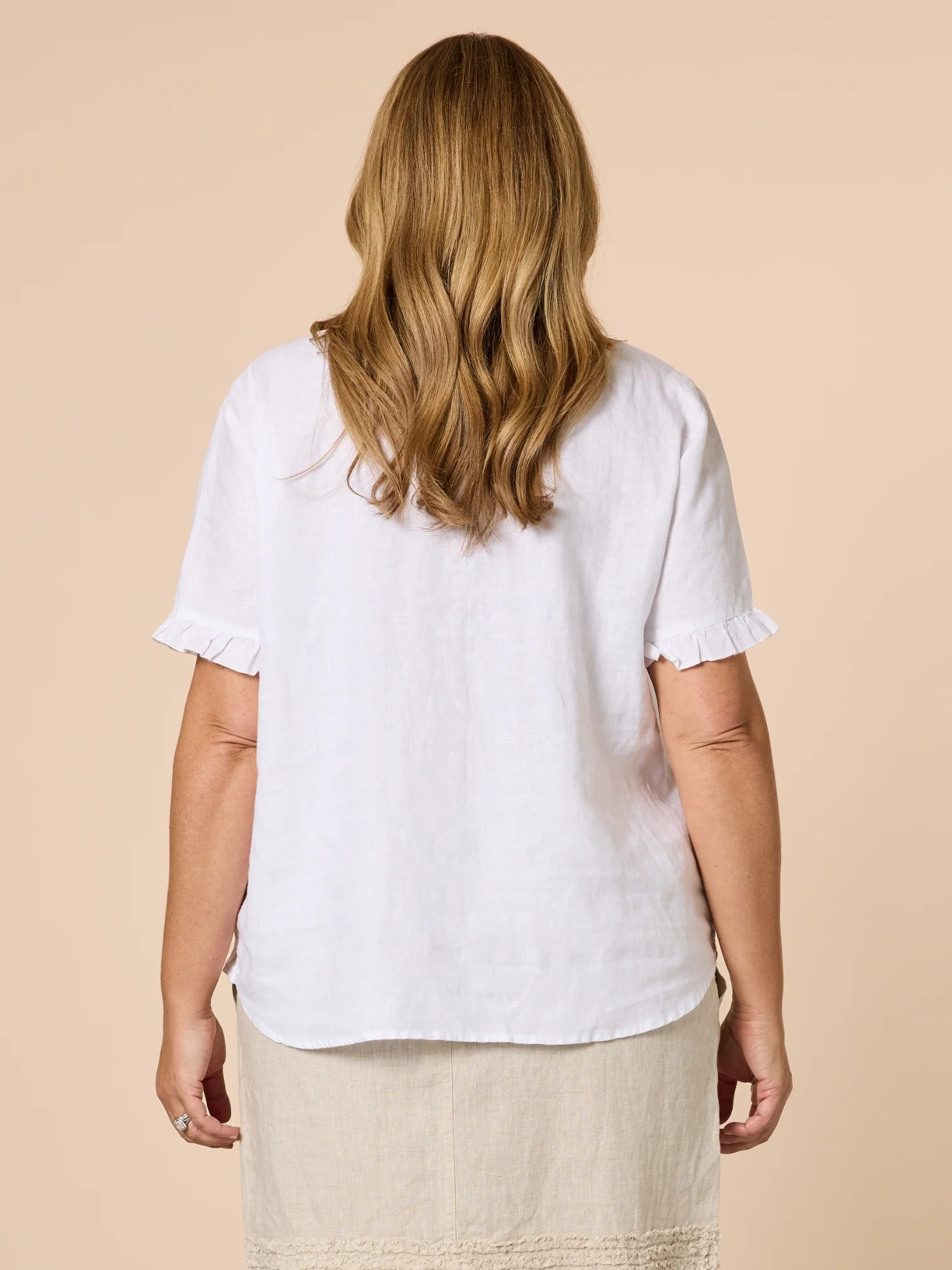 Tiffany Ruffle Linen Top - White