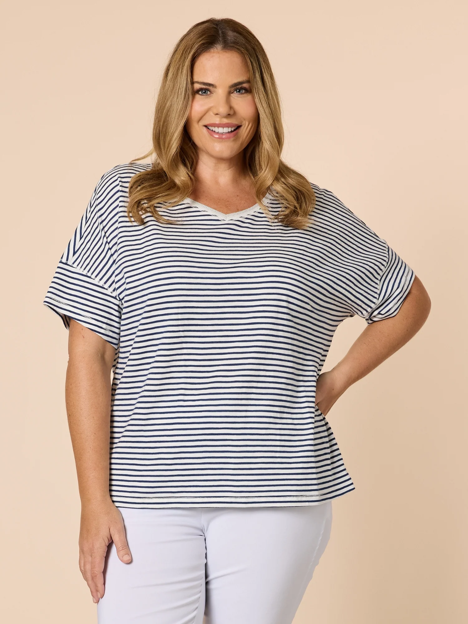Tyla Stripe Tee - Indigo White