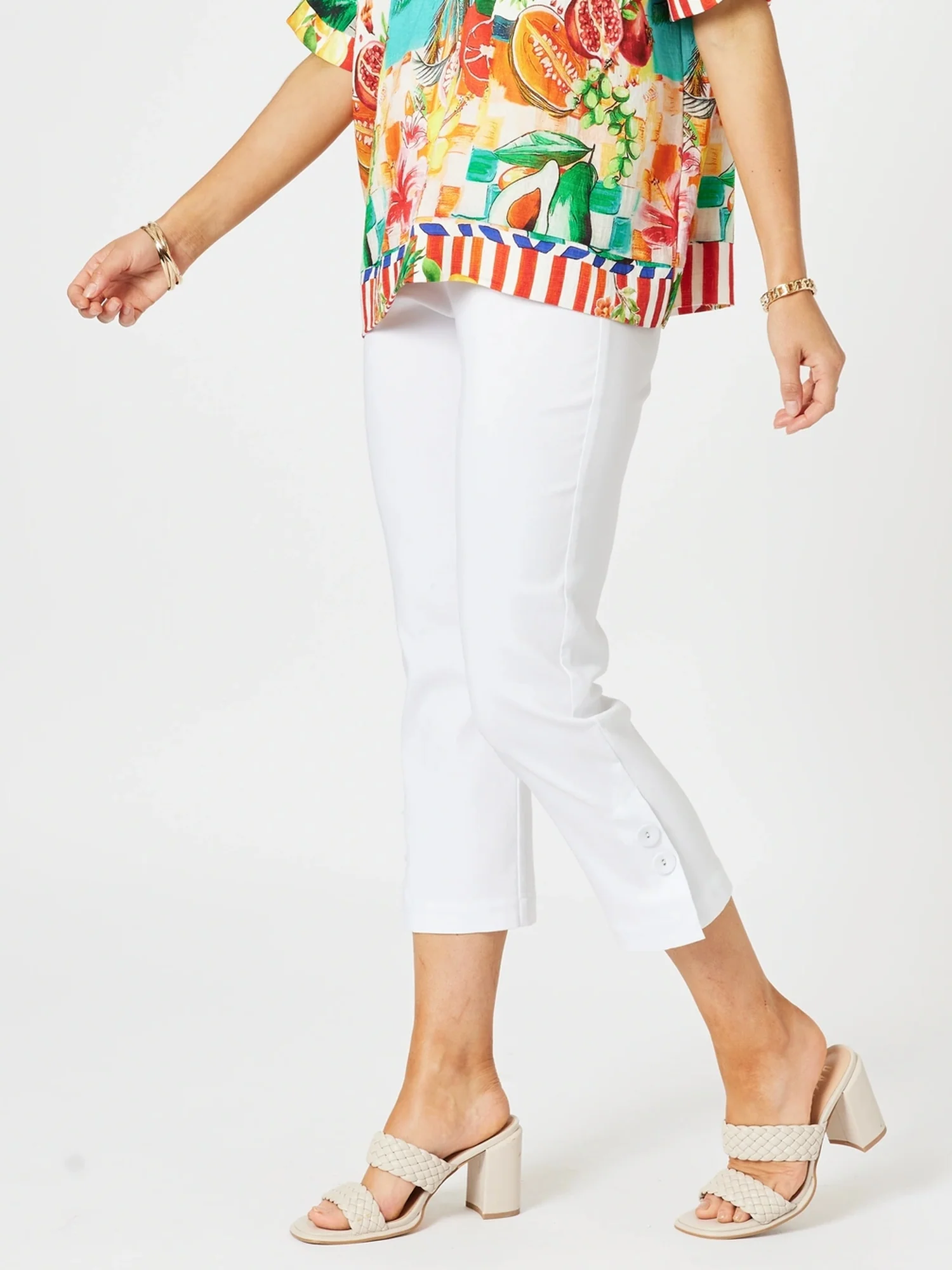 Luzia Twin Button Pant - White