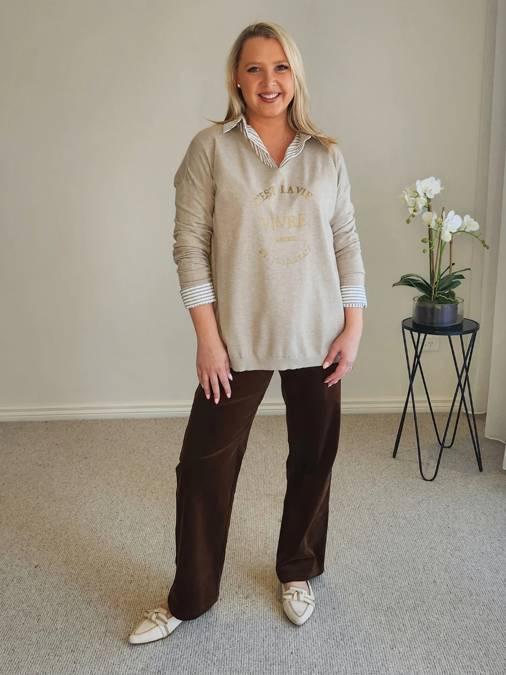 Lucy Stretch Cord Pant - Chocolate