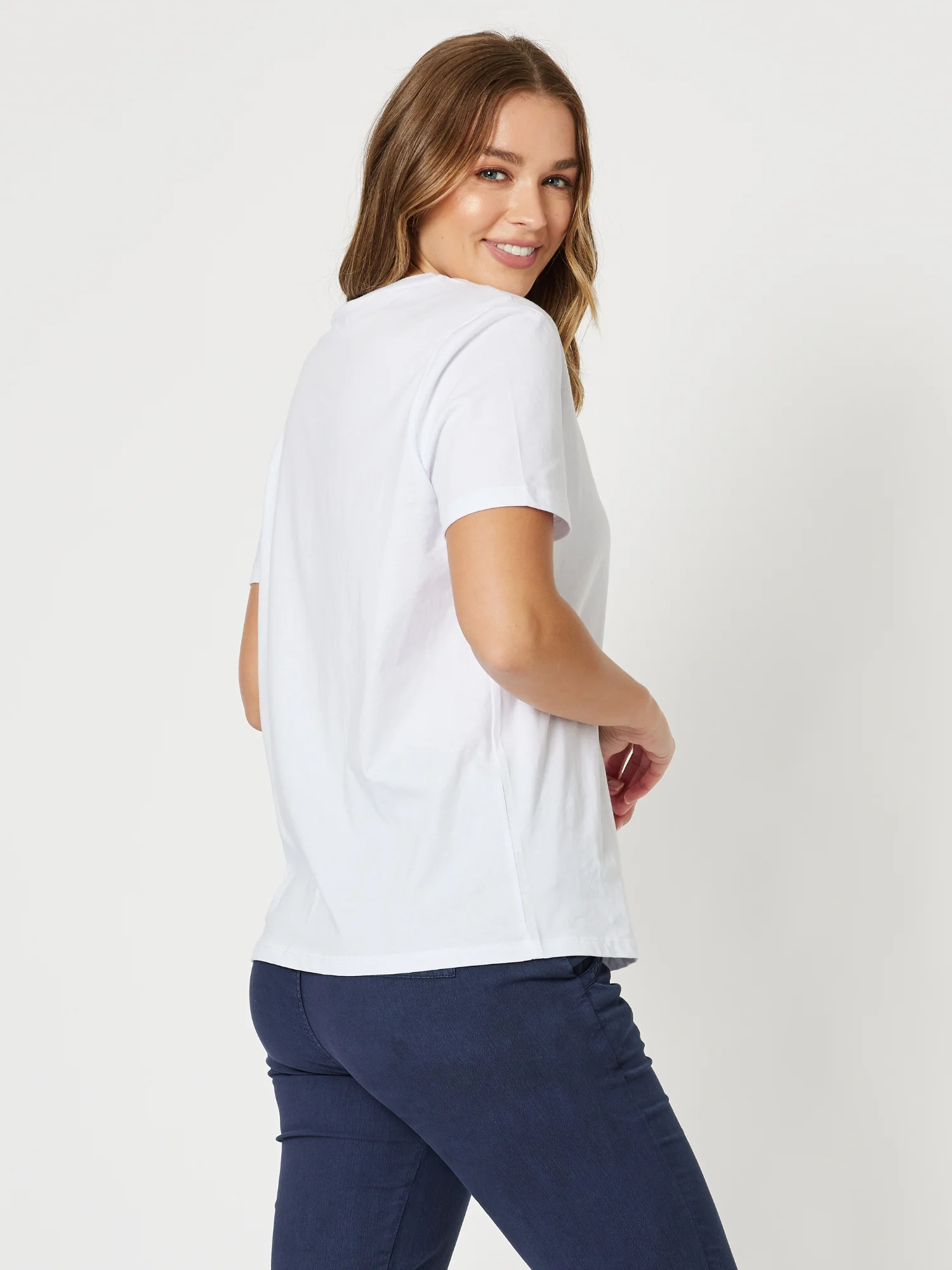 Cotton V  Neck T-shirt - White