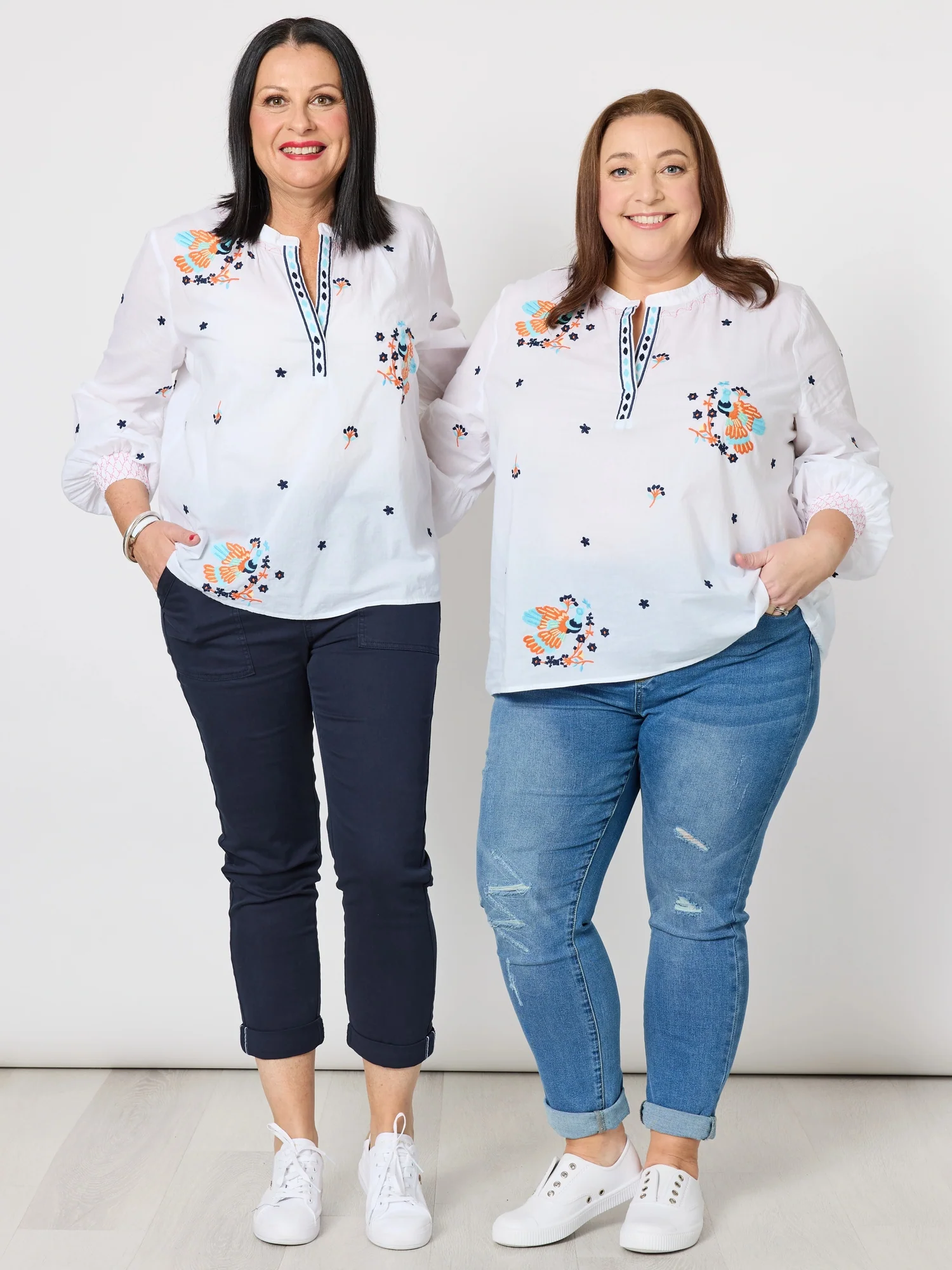 Birdie Embroidered Blouse - White Multi