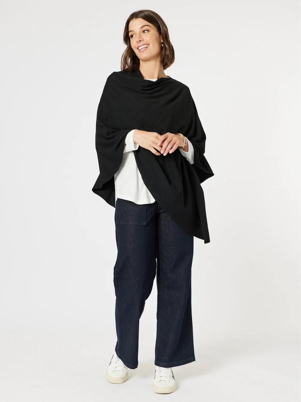 Macy Knit Poncho - Black