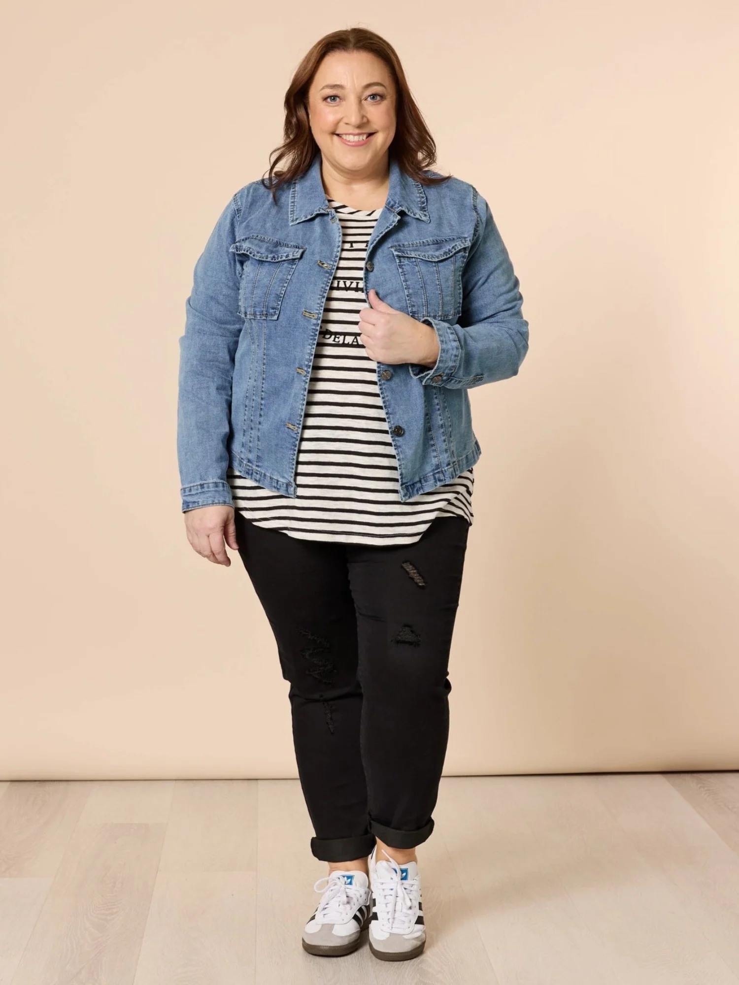 LA Distressed Pull On Stretch Denim Jean - Black