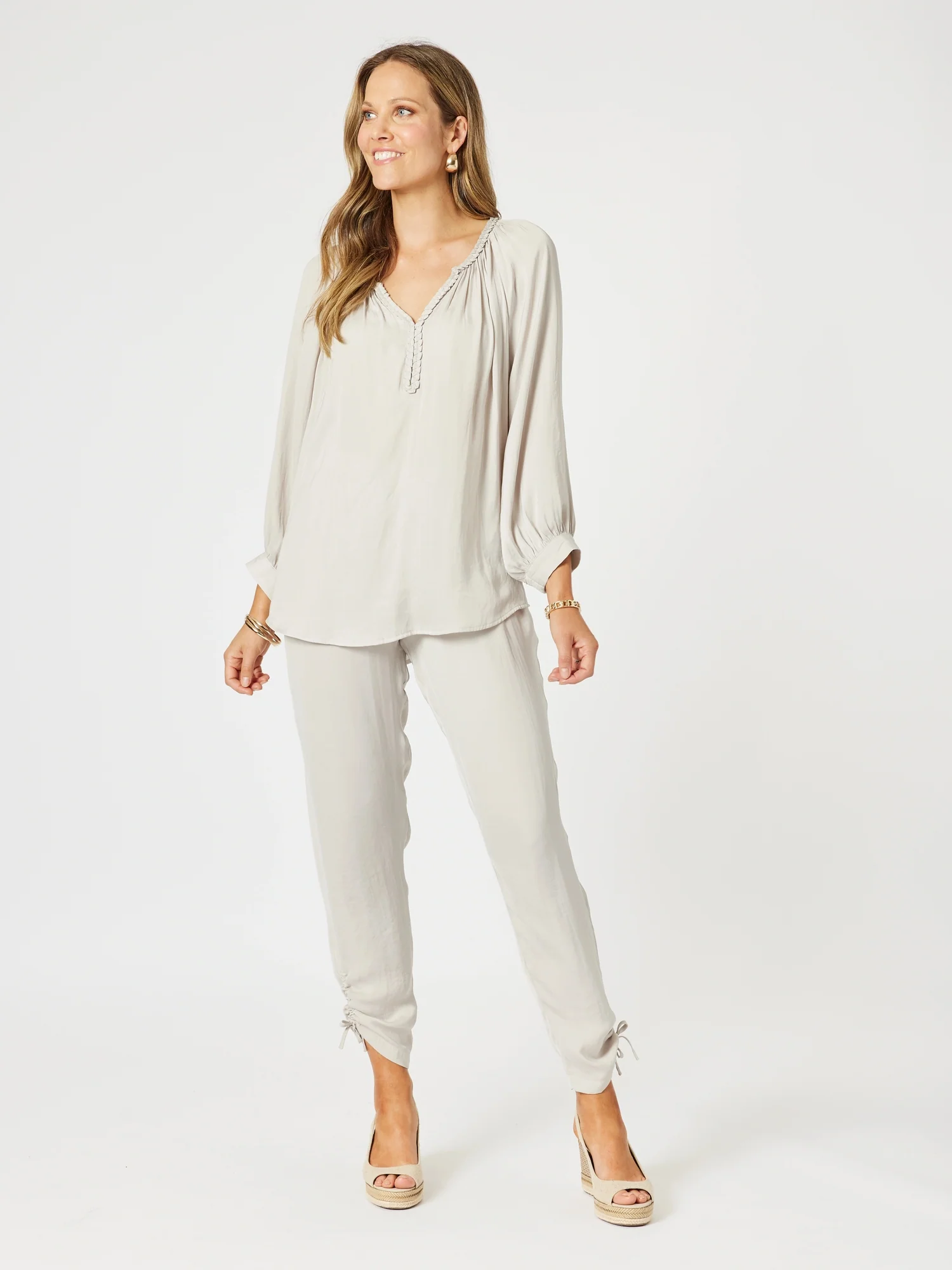 Lux Plait Top - Champagne