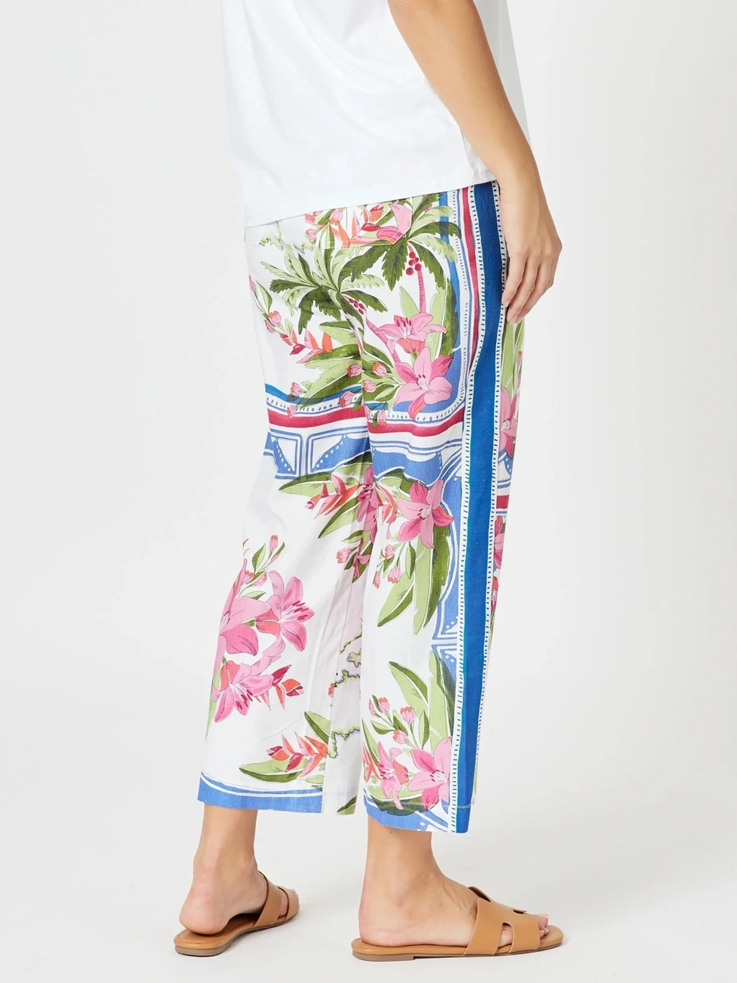 Monaco Floral Print Wide Leg Pant - Sardinia Blue Multi