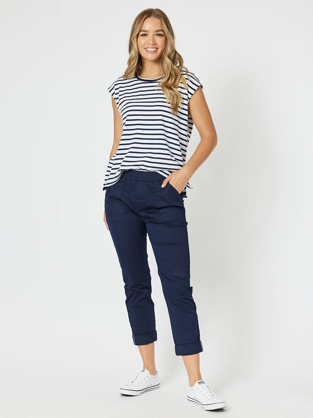 Isabella Cotton Pant - Navy