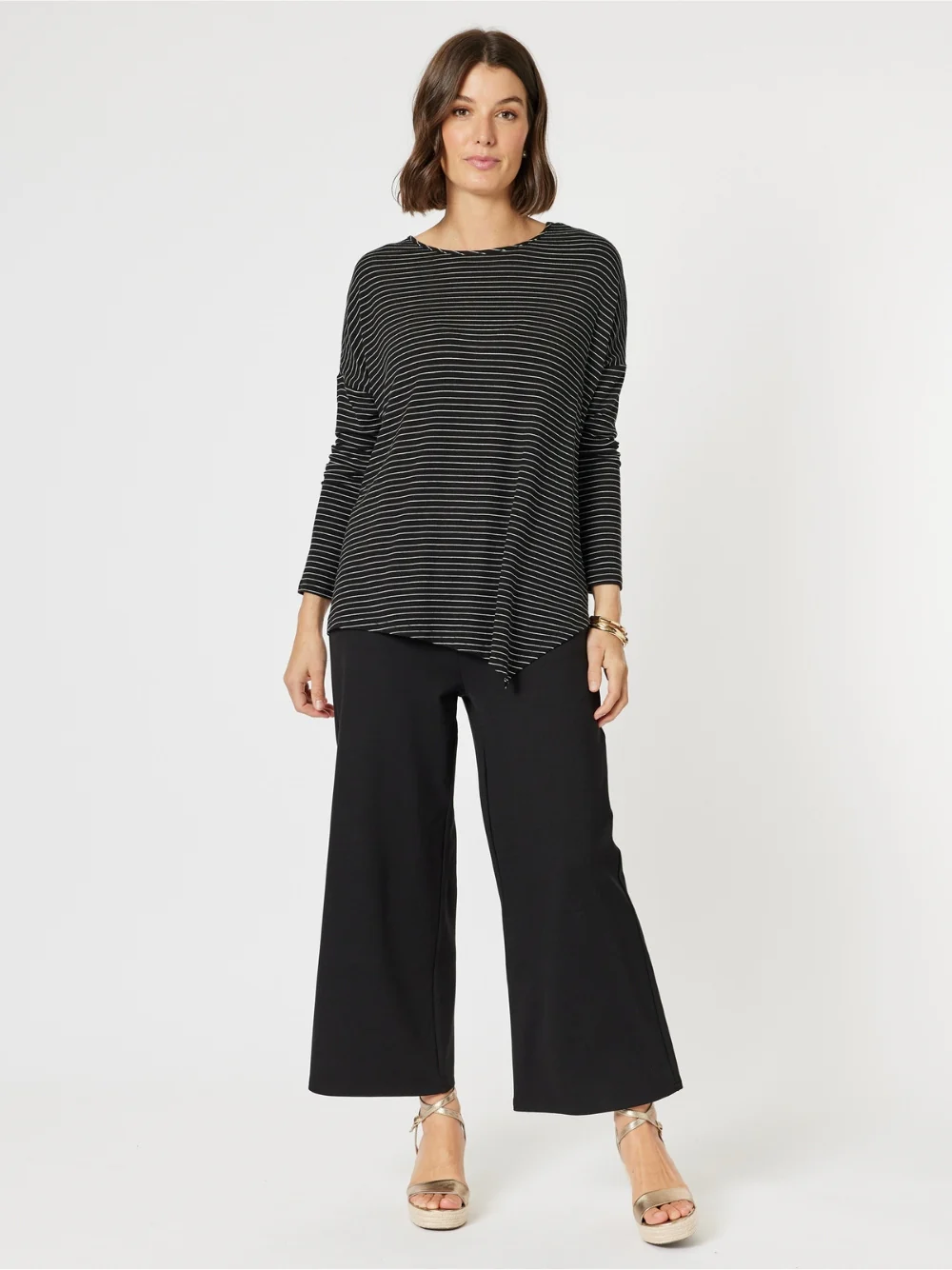 Artist Stripe Print Long Sleeve Top - Black/White