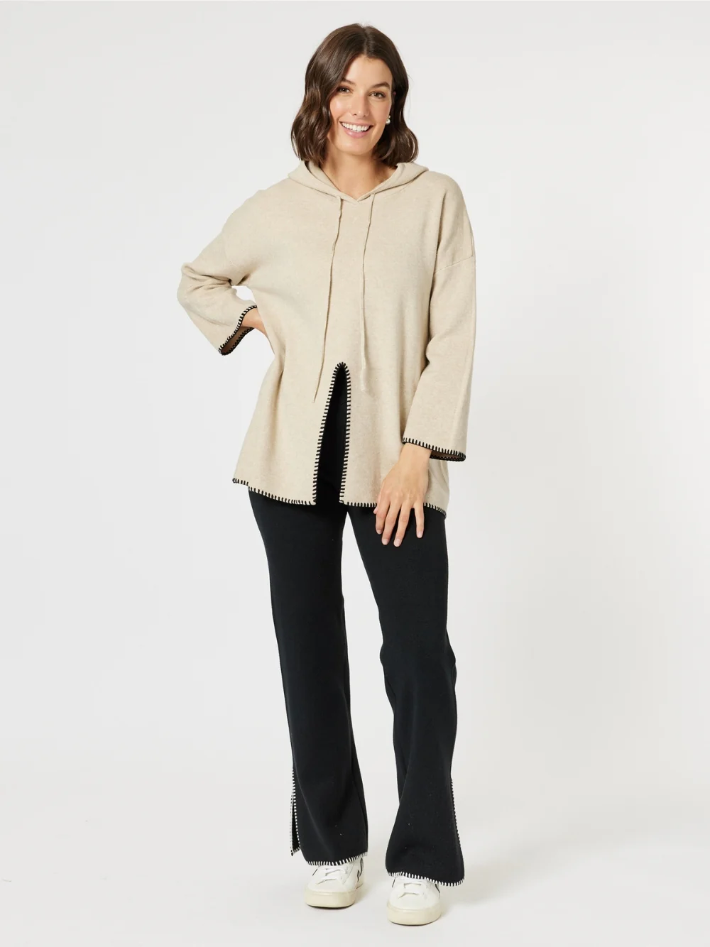 Cosy Split Hem Pant - Black