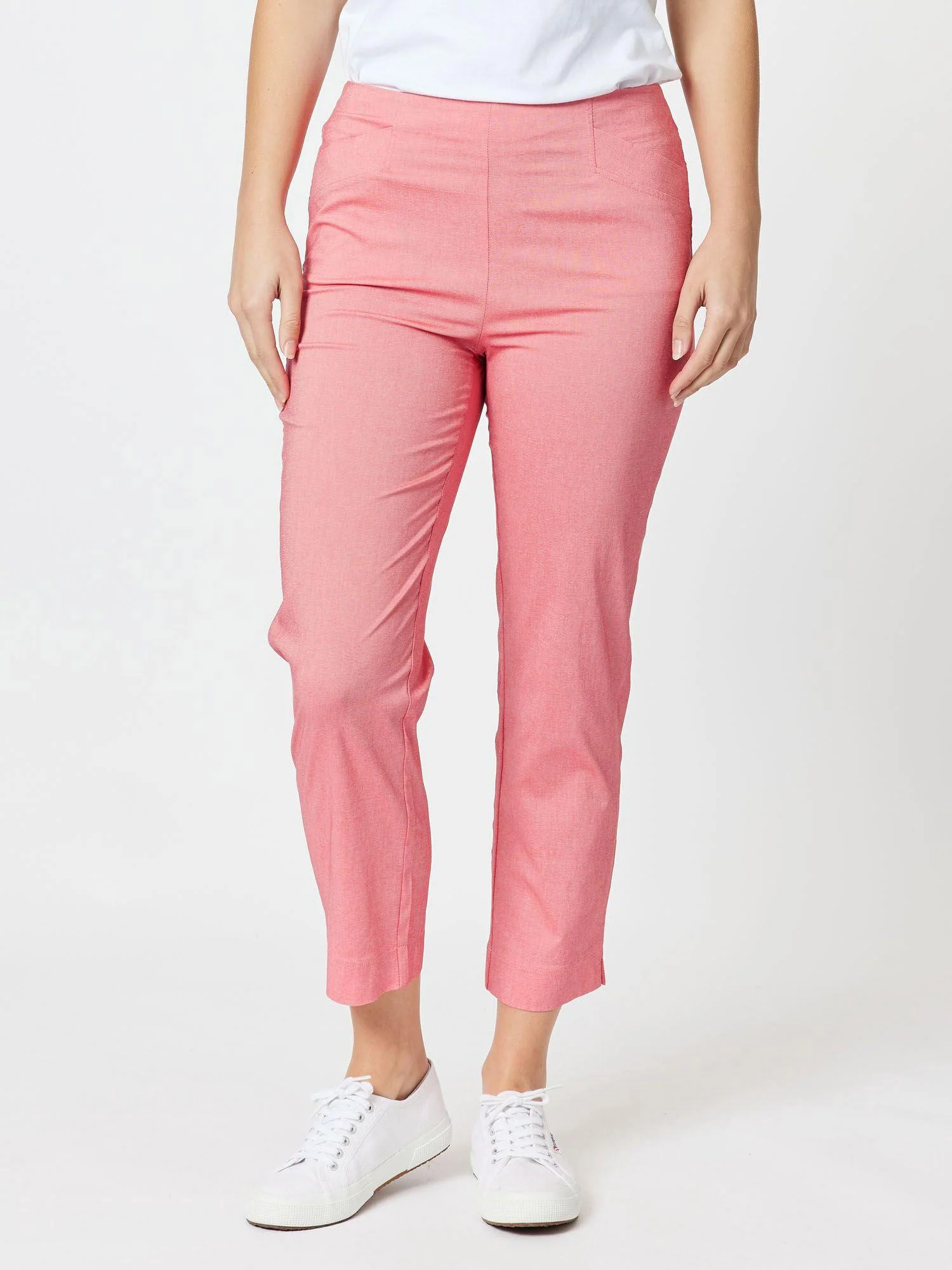 Stretch Marled Bengaline Cropped Pant - Melon