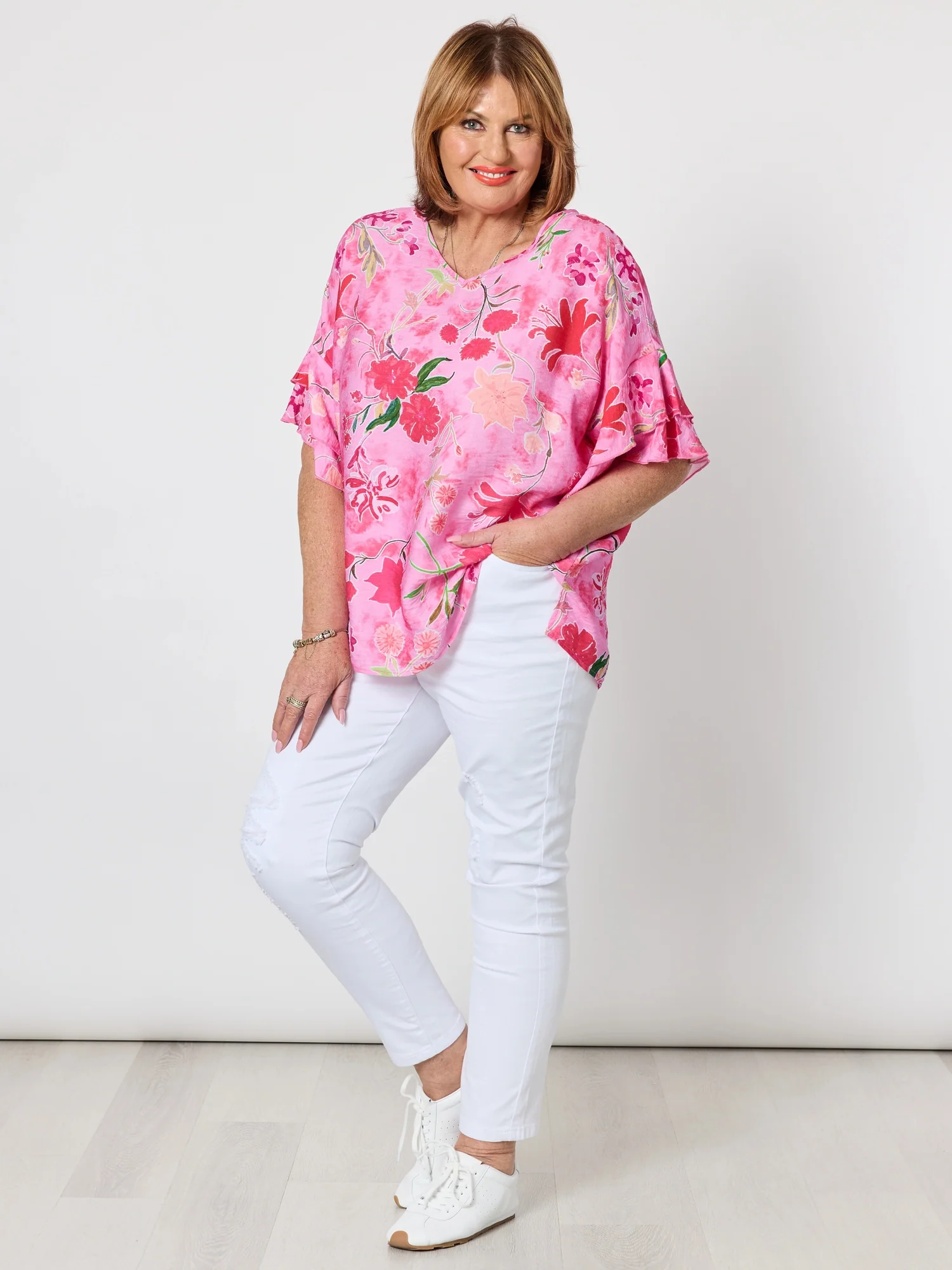 LA Distressed Pull On Stretch Denim Jean - White