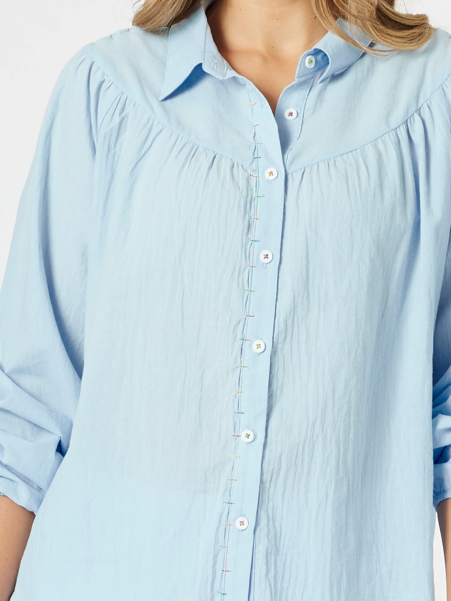 Crayon Stitch Shirt - Sky Blue