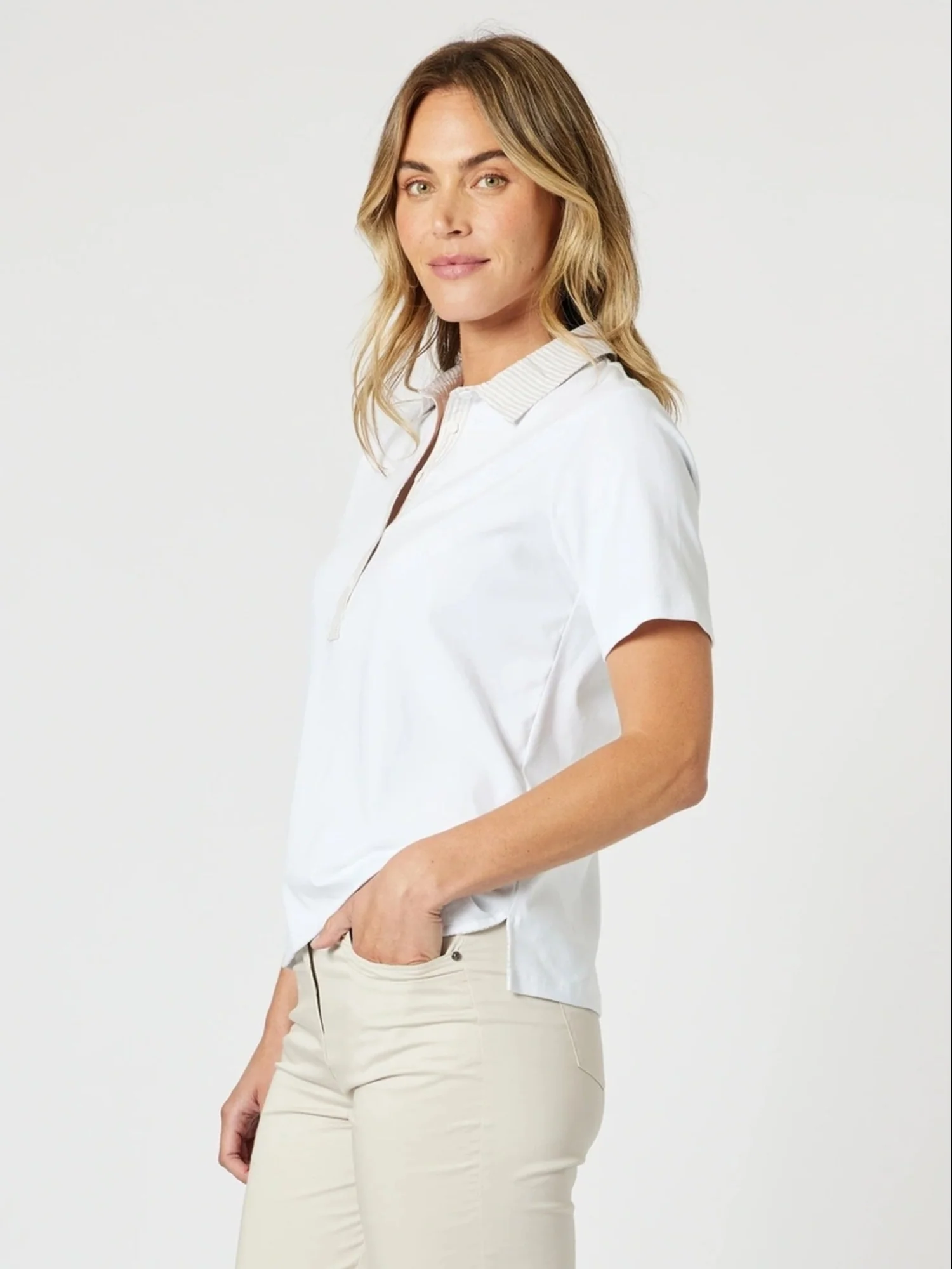 Polo Top - White/Natural