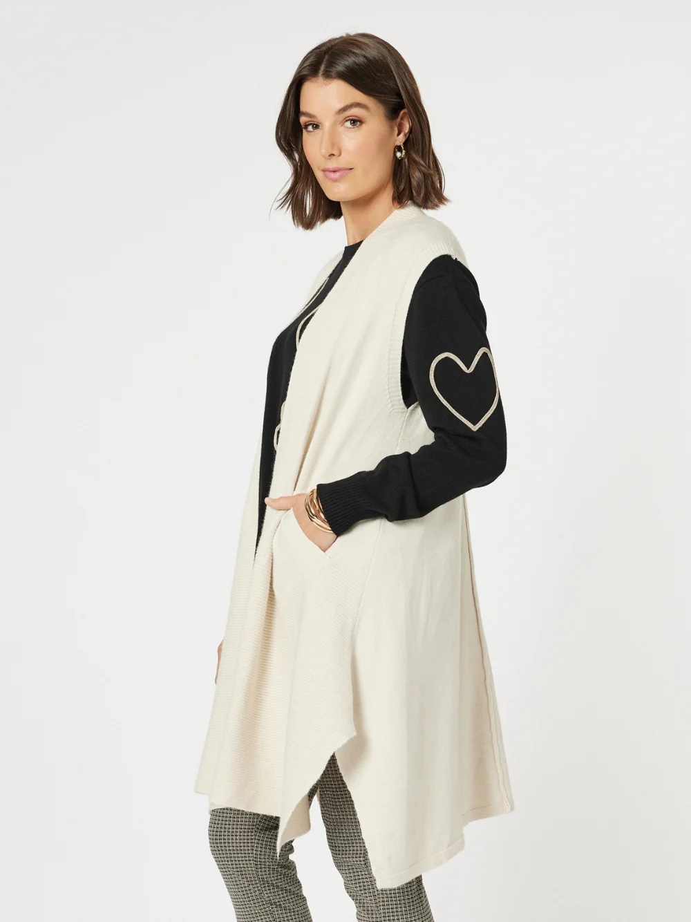 Casa Longline Knit Vest - Light Natural