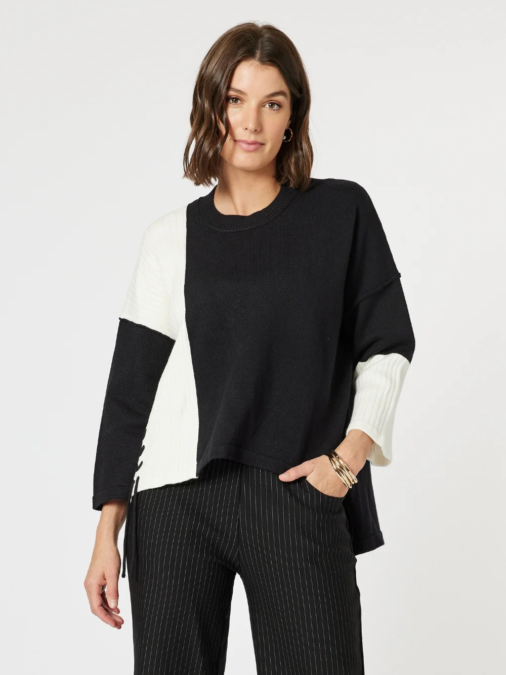 Mode Splice Knit - Black/Ivory