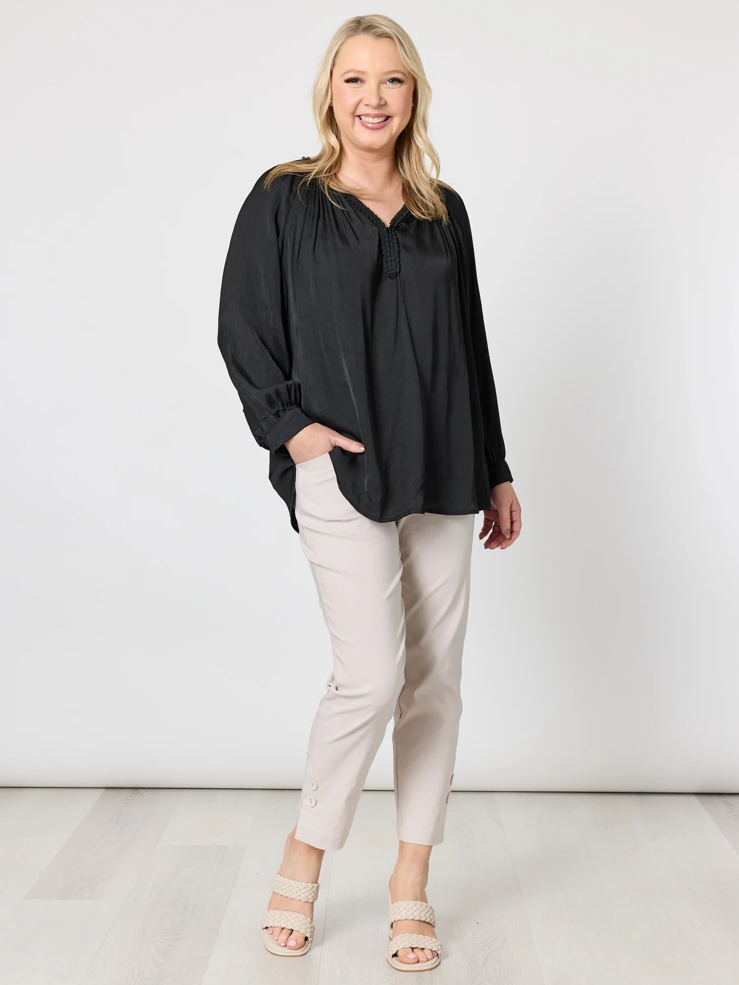 Luzia Twin Button Pant - Natural