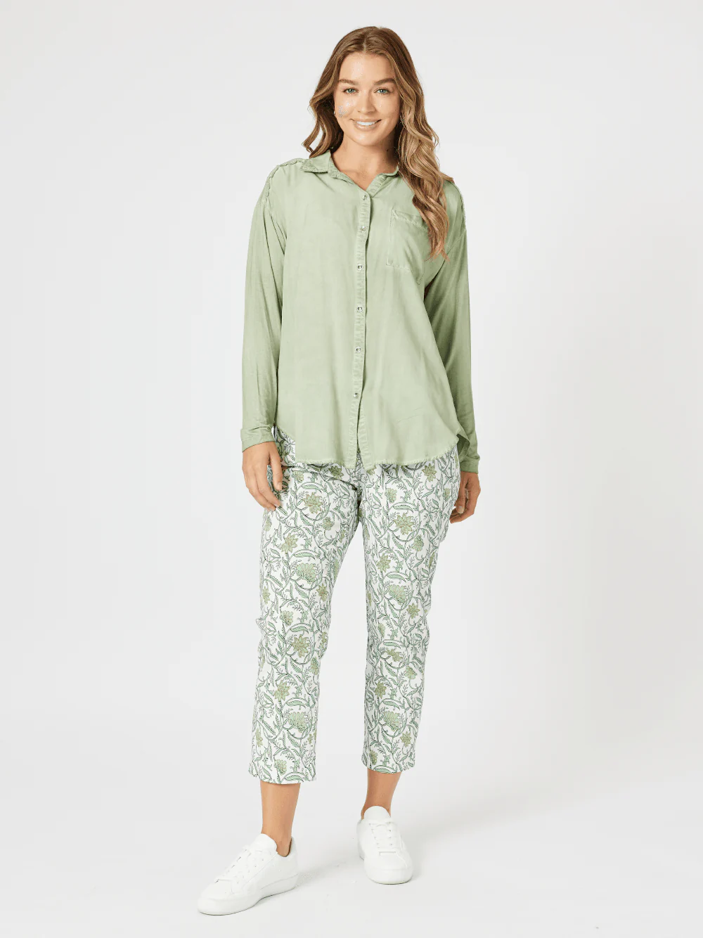 Leaf Print Pant - Khaki